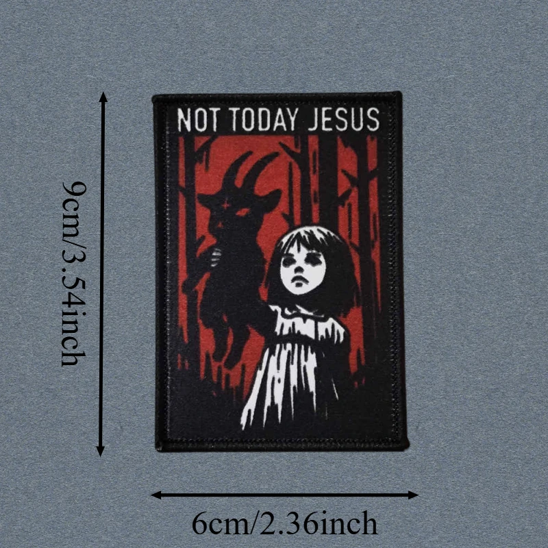 Parche táctico moral Not Today Jesus con cierre velcro y bordes - imagen 3