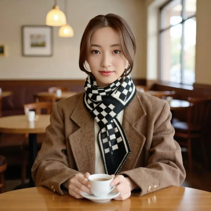 

Теплый вязаный шерстяной шарф на пуговицах в стиле ретро для женщин, модный и универсальный чехол на шею с разрезом, морозостойкая шаль на шею