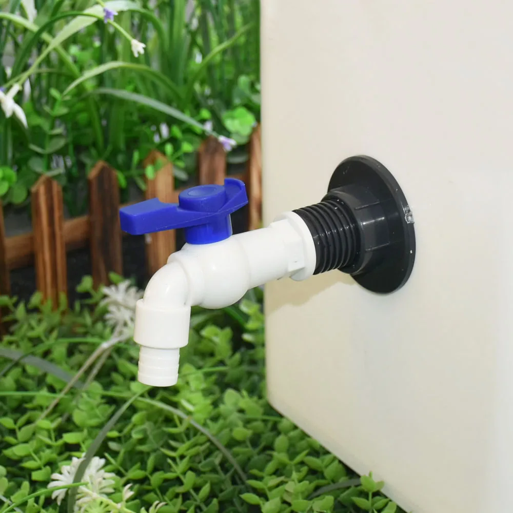 Adaptador de grifo para tanque de lluvia IBC, boquilla de 16 mm, adaptador de manguera de 15 mm, conexión roscada para tanque de agua de 1000 L, grifo de metal y plástico