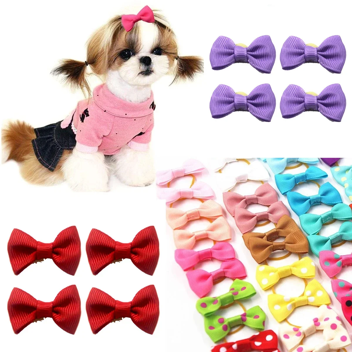 

Small Dogs Accessories Bows Hair Yorkshire Terrier Grooming for Pets Supplies Grooming Hair Clips Table Bows Cats Accessoires