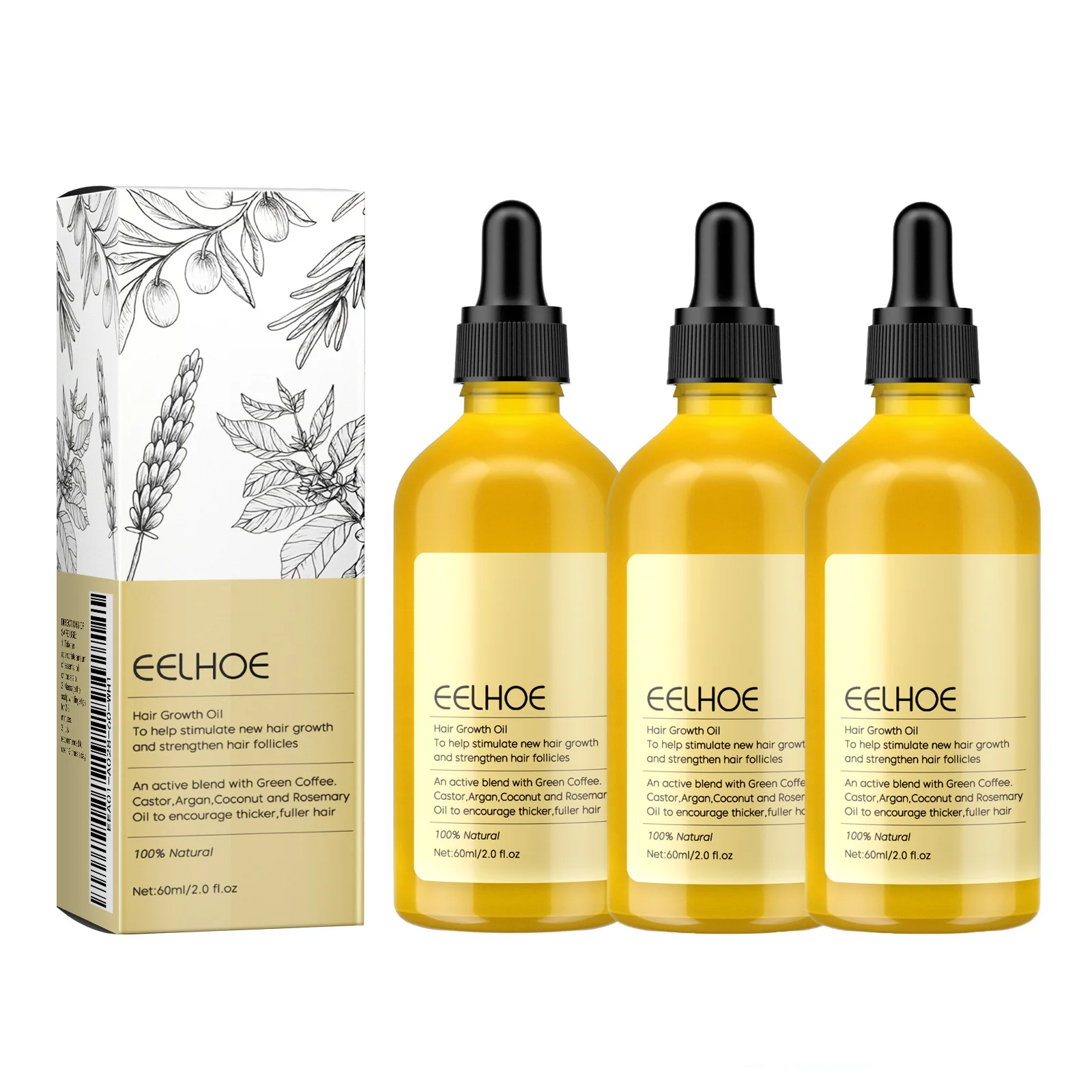 60 ml ätherisches Rosmarinöl für dichtes Haar, veganer Lavendel, Reparatur von Haarschäden, verhindert Haarausfall, glatte Haare, nährt Haarpflegeöl