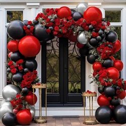 Red Black Silver Latex Balloon Arch Set Shower Birthday Wedding Christmas Gender Reveal Baby Bath Decoration New Year Decoration