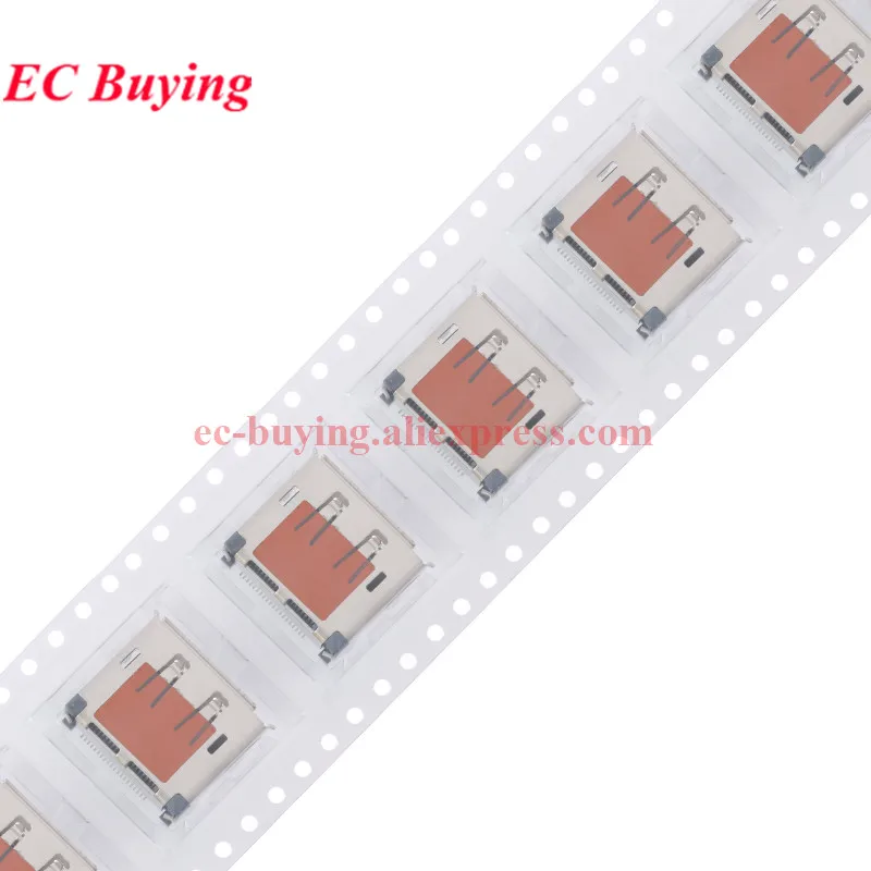 10Pcs/2pc HDMI HD Interface Connector SMD 19 Pin 19P Vertical Right Angle HDMI Jack Port Socket Surface Mound PCB Receptacle SMT