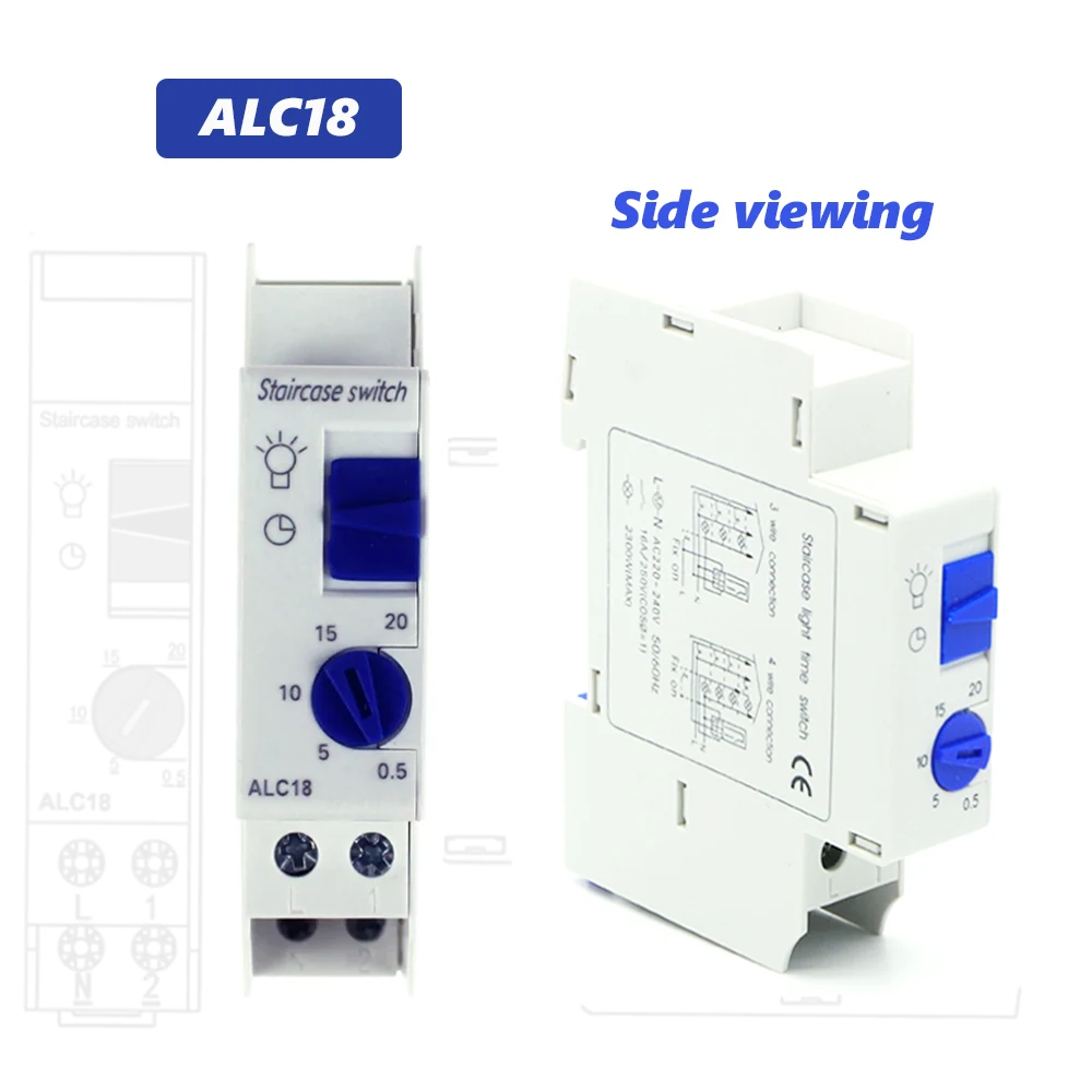 Imagem -04 - Interruptor Temporizador de Trilho Din para Controlador de Iluminação de Escada Alst8 Alc18 Intervalo de 20 Minutos Preço de Fábrica Módulo Único de 18 mm