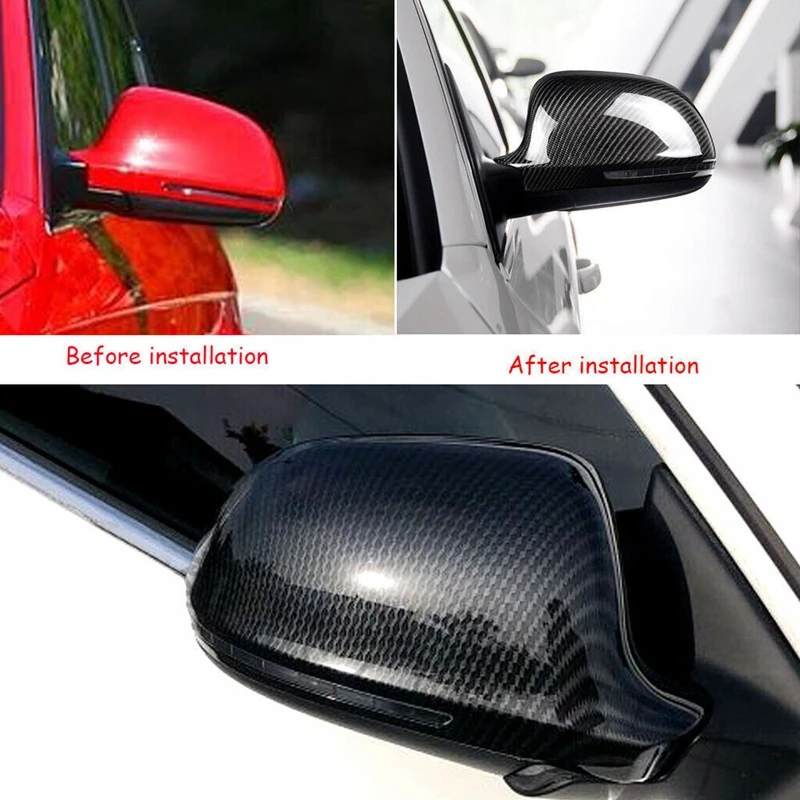 For Audi A3 S3 Q3 RS3 A4 B8 A5 A6 RS6 A8 S8 2009-2012 Real Carbon Fiber Car Side Mirror Covers Trim Cap Blind Spot Assist