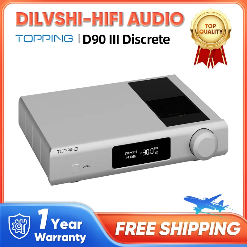 TOPPING D90 III Discrete Fully Balanced HiFi DAC PCM768 DSD512 BT5.1 Support LDAC with Remore Control Hi-Res Decoder