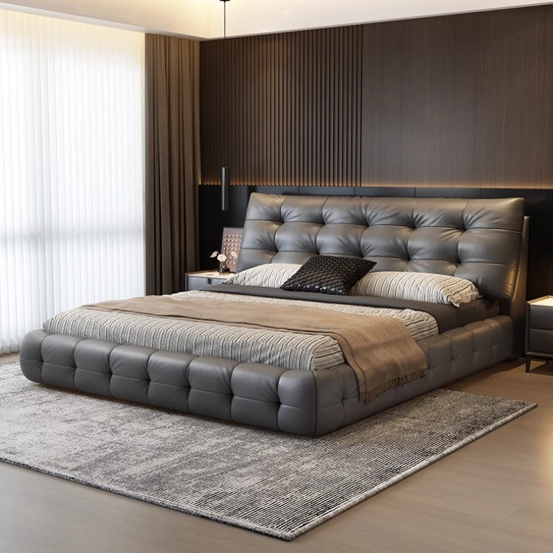 

Luxury Double Massage Bed Bedroom Frame Platform Leather Human Dog Tatami Bed Wooden Princess Letto Matrimoniale Hotel Furniture