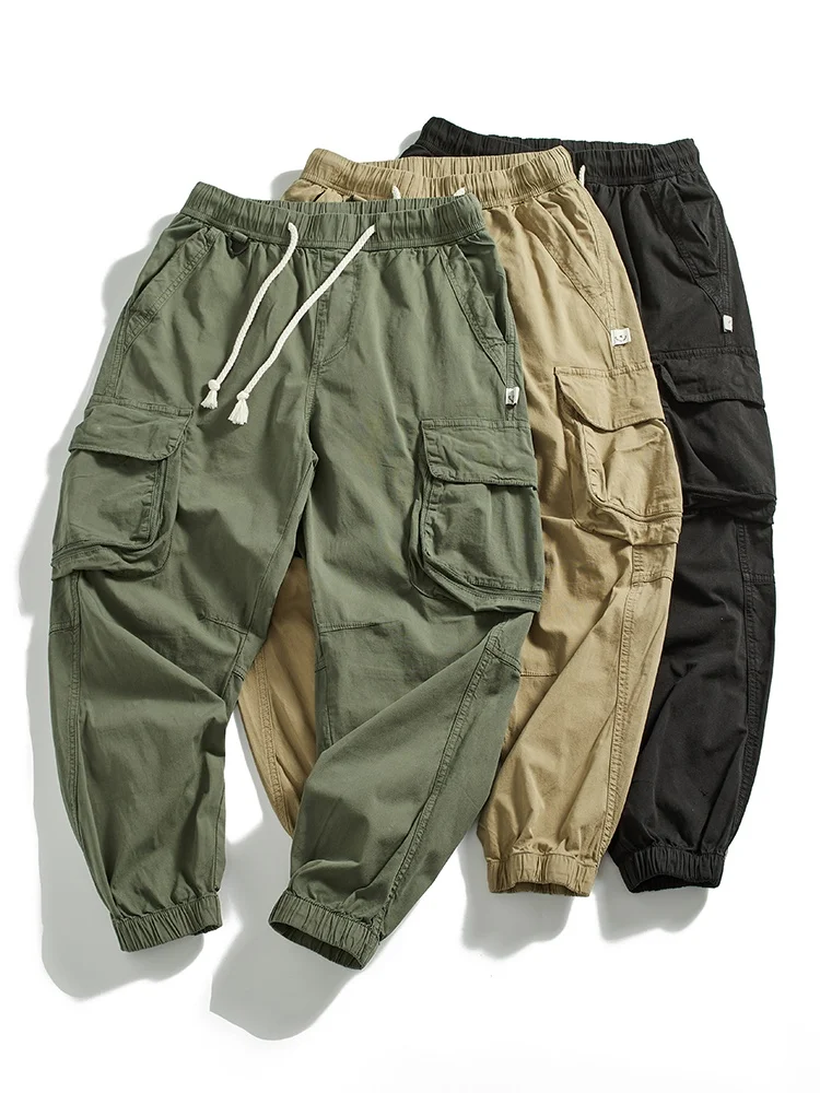 

Мужские летние тонкие повседневные брюки в американском стиле, свободные брюки прямого кроя, весенне-осенние уличные рабочие брюки