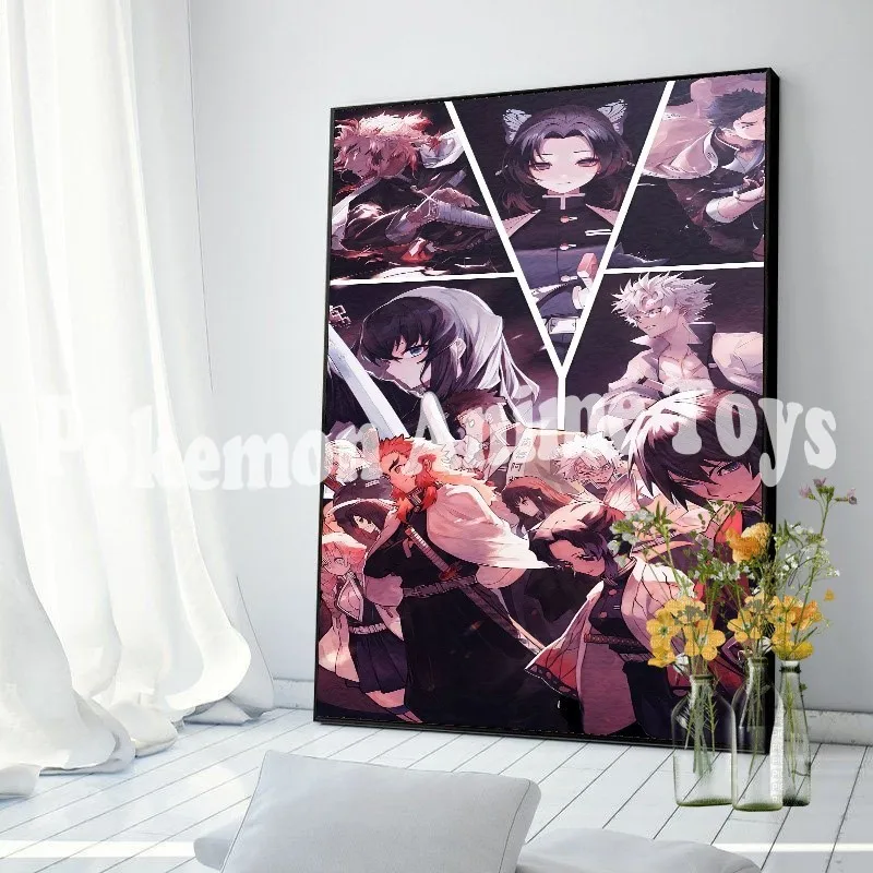 Anime Demon Slayer Canvas Poster Tanjirou Nezuko Kyoujurou Home Wall Art Painting Prints Pictures Kids Bedroom Decor Mural Gifts