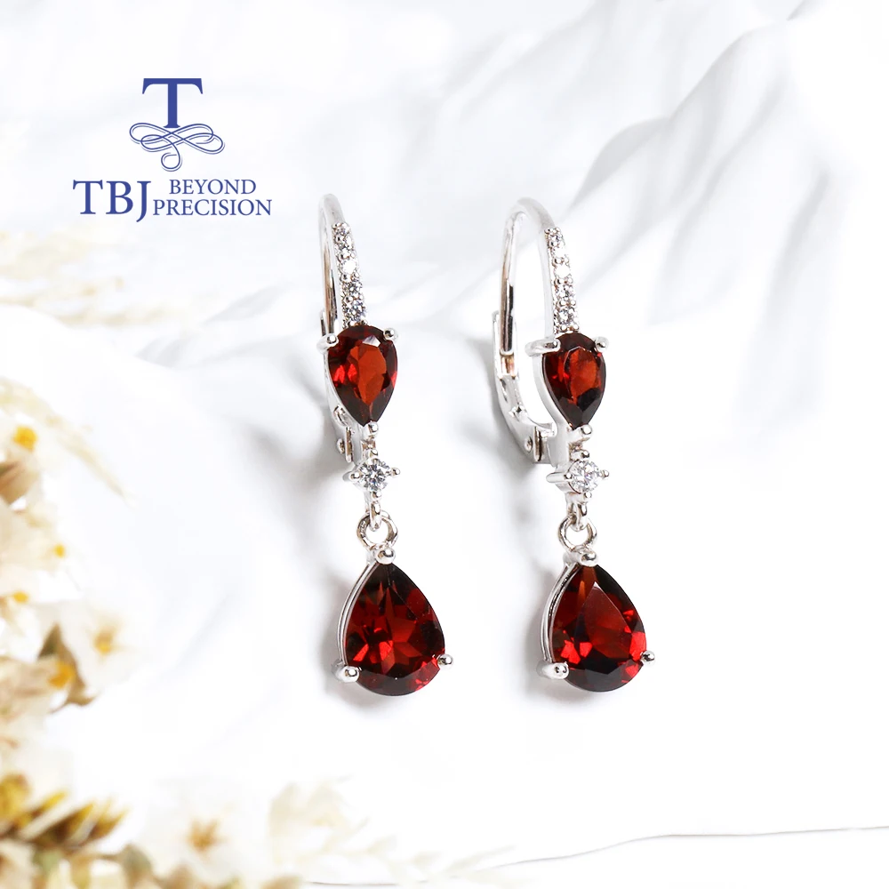 Light luxury design January birthstone natural garnet 925 silver earrings Fashion women's fine jewelry daily wear