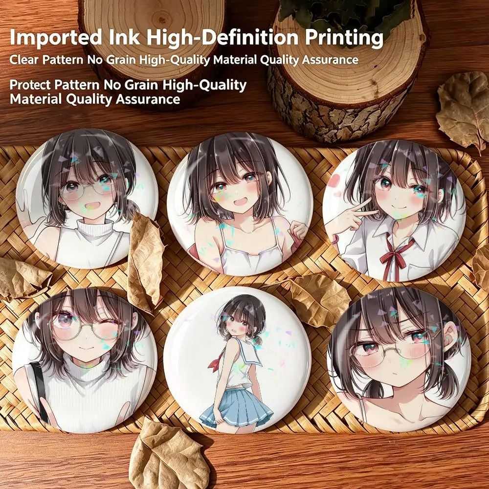 Cute H-Hiura M-Mihate  Badges Creative Tinplate Round Button PinsBrooch Badge Clothes Backpack Custom