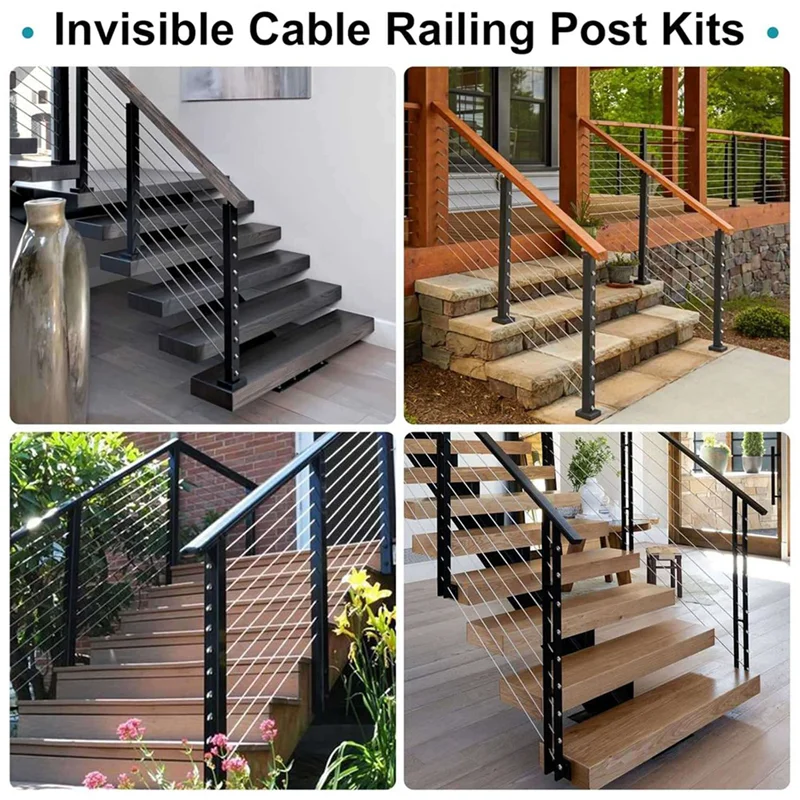 

ABJI-Invisible Cable Railing Kits, T316 Stainless Steel 40Pack Terminal And 40Pack Beveled Angle Washers For Cable Railing