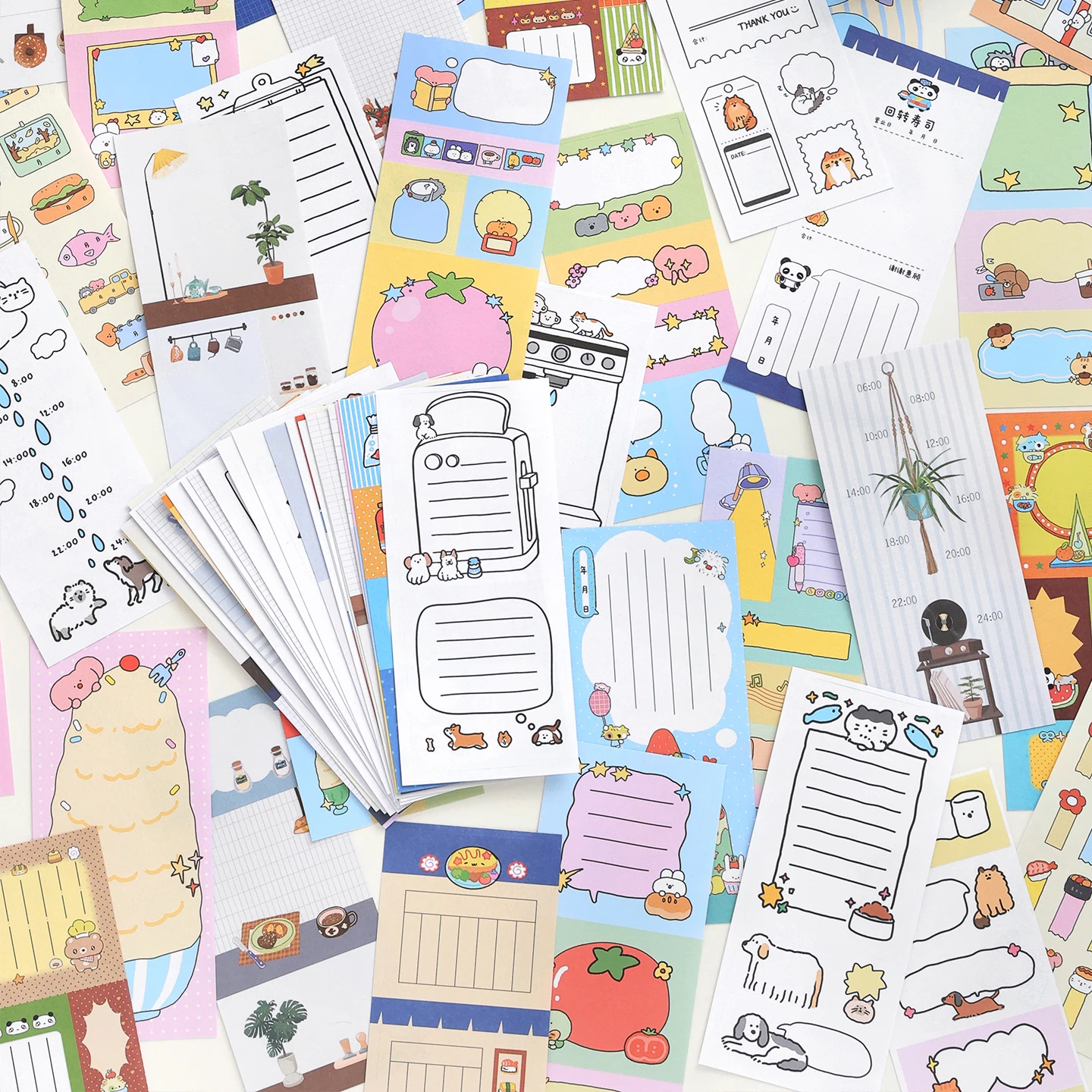 20sheets Corner Memo Book Series Kawaii Ins Cartoon Pattern Die Cutting Sticker Book DIY Diary Scraperbook Aesthetic Stickers