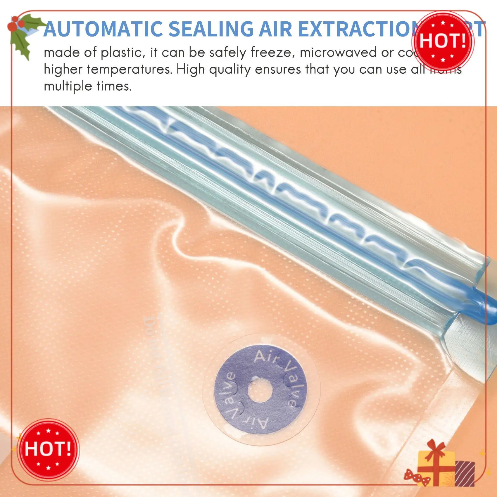 ABLE-Sous Vide Bags 20팩 재사용 가능한 전기 진공 식품 보관 1 핸드 펌프, 3 크기 밀봉 가방, 4 클립 포함 실러 쿠커 저장