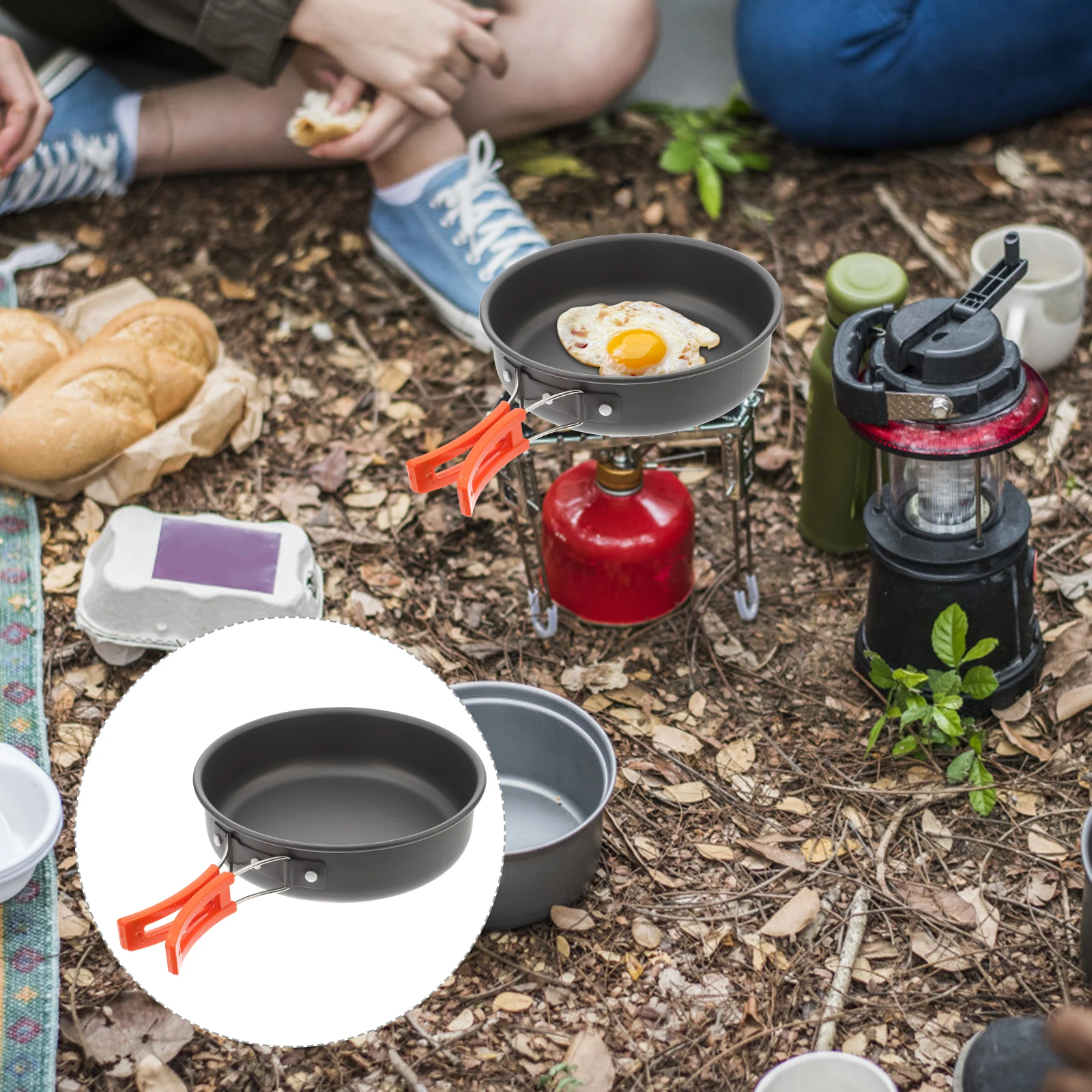 

Portable Frying Pan Non stick Camping Cookware Aluminum Alloy Lightweight Outdoor Cooking Utensils Stainless Steel PVC Anti