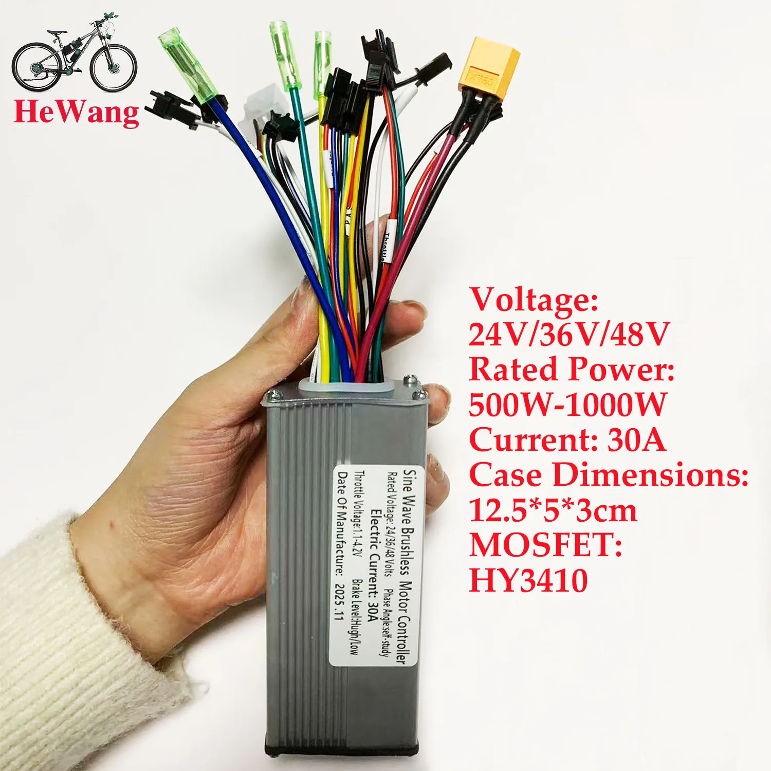 Controlador de Motor Sem Escovas de Onda Senoidal 3 Modos 24V/36V/48V 500W 750W 1000W 25-30A Para S866 V889 S966 Medidor LCD de 2 protocolos para e-Bike
