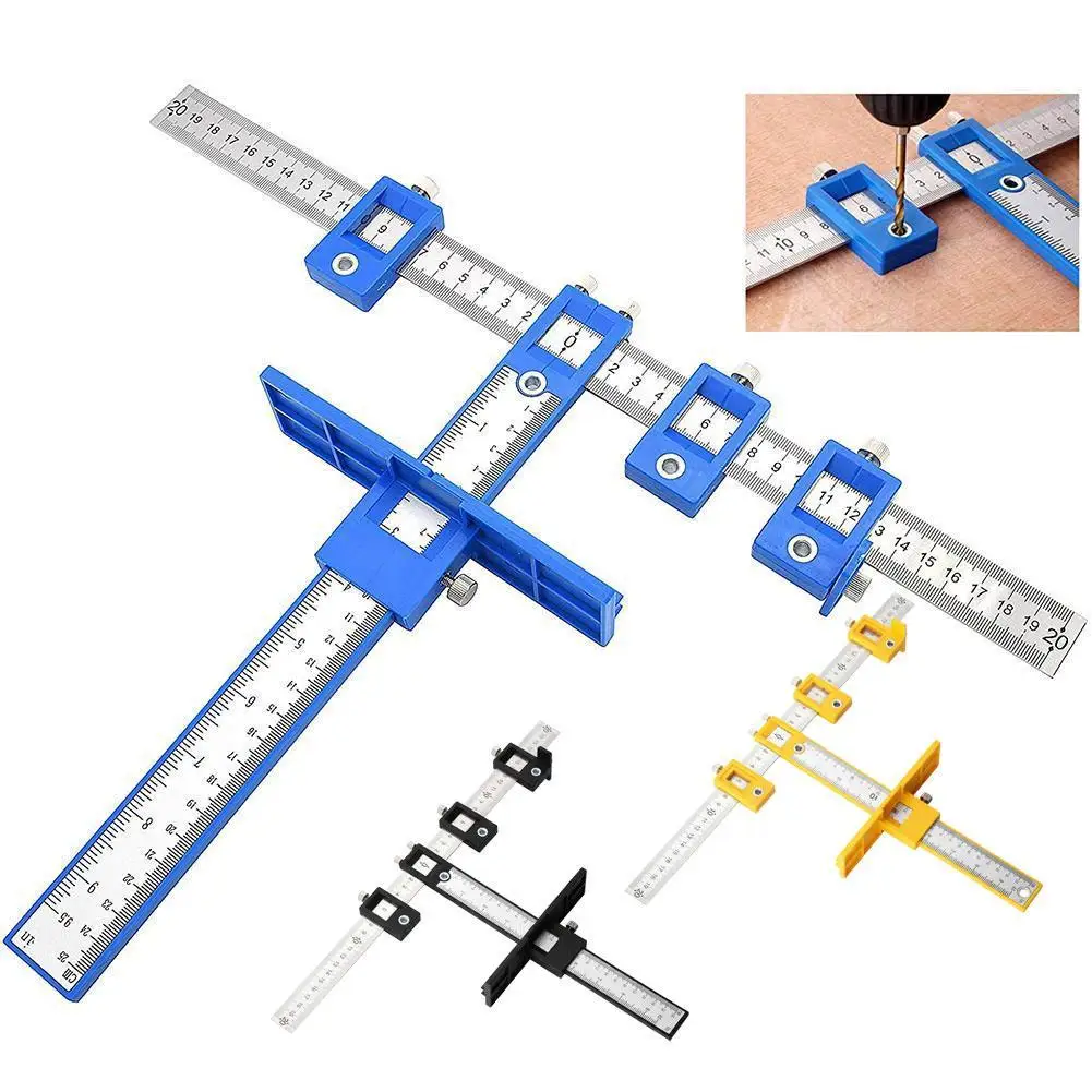 Multi Functional Cabinet Hardware Jig Tool Ruler For Furniture Cabinet Wardrobe Door Handle Punching Locator Installation Tool