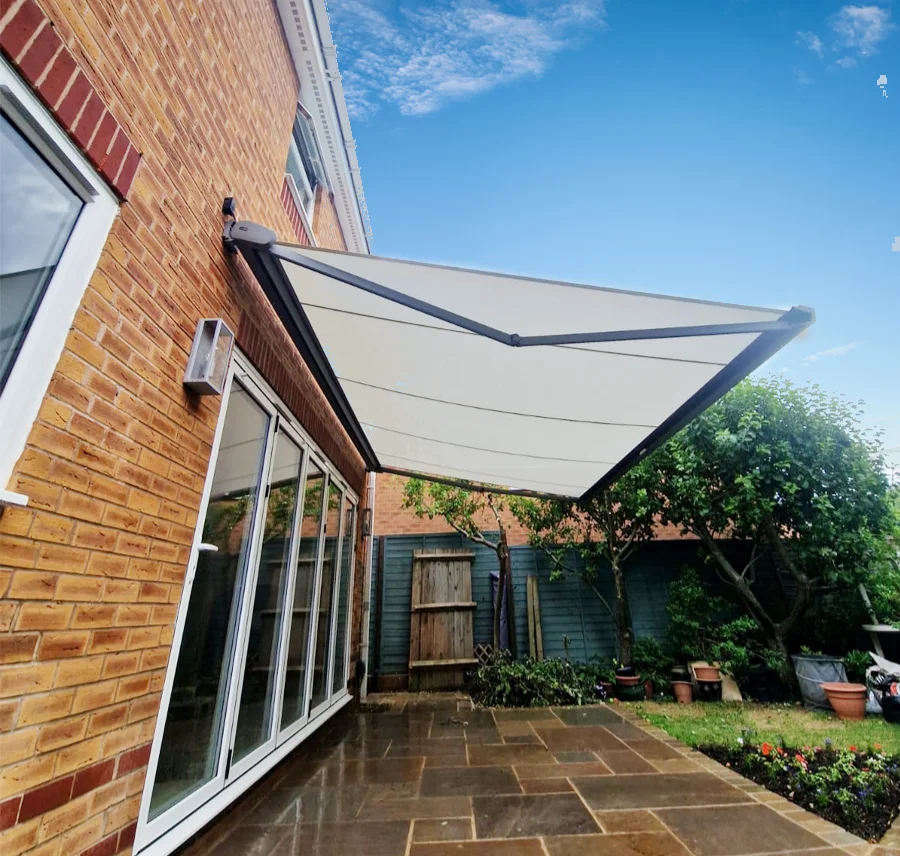 Outdoor Customized Size Waterproof Balcony Roof Gazebo Garden Pavilion Electric Louvered Pergola with LED Auvent Metal Pergola