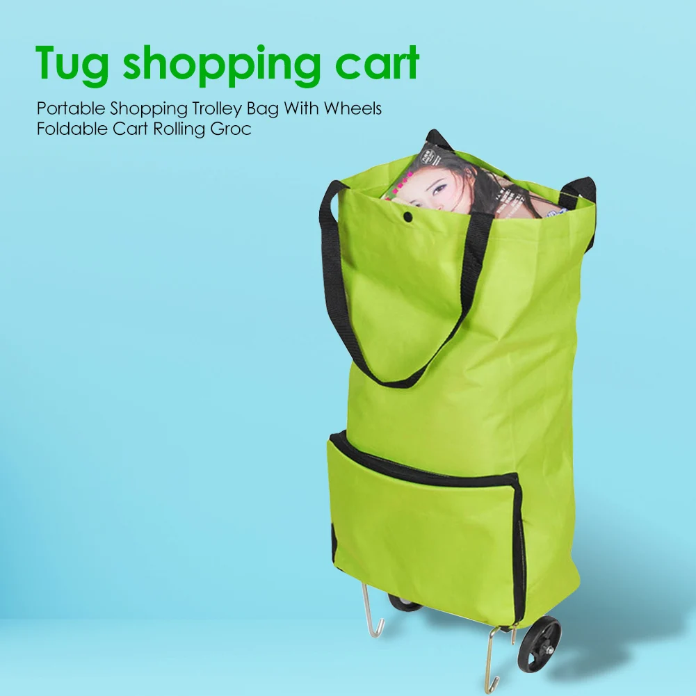 Trolley Bag Shopping Grocery Cart with Wheels Reusable Shopping Bag Eco-friendly Shopping Cart Folding Grocery Cart