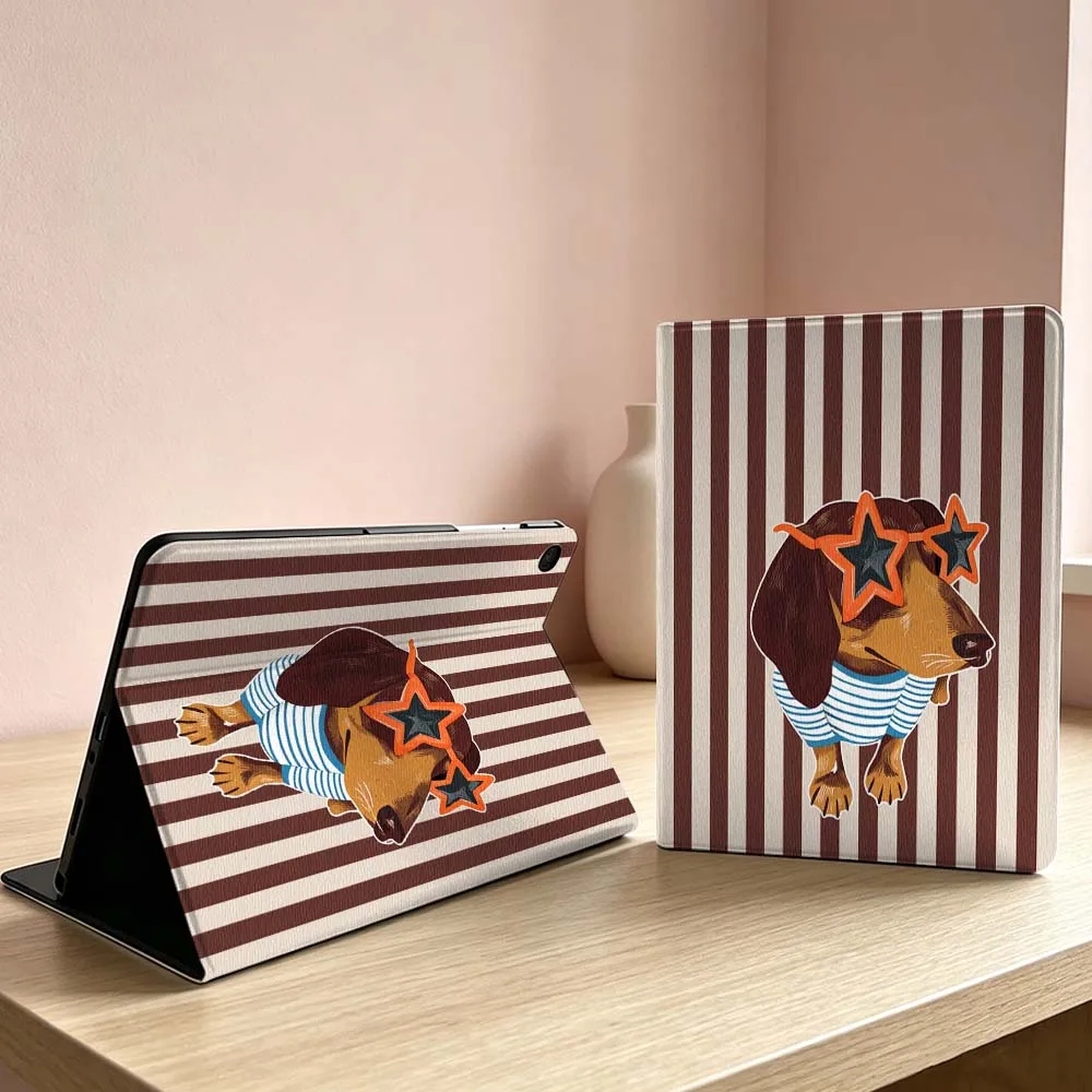 Minimalist striped dog pattern Soft For Samsung Galaxy Tab S11 S10 S9 S8 S7 S6 A11 A9 A8 A7 Ultra Lite FE Plus Inch Tablet Case