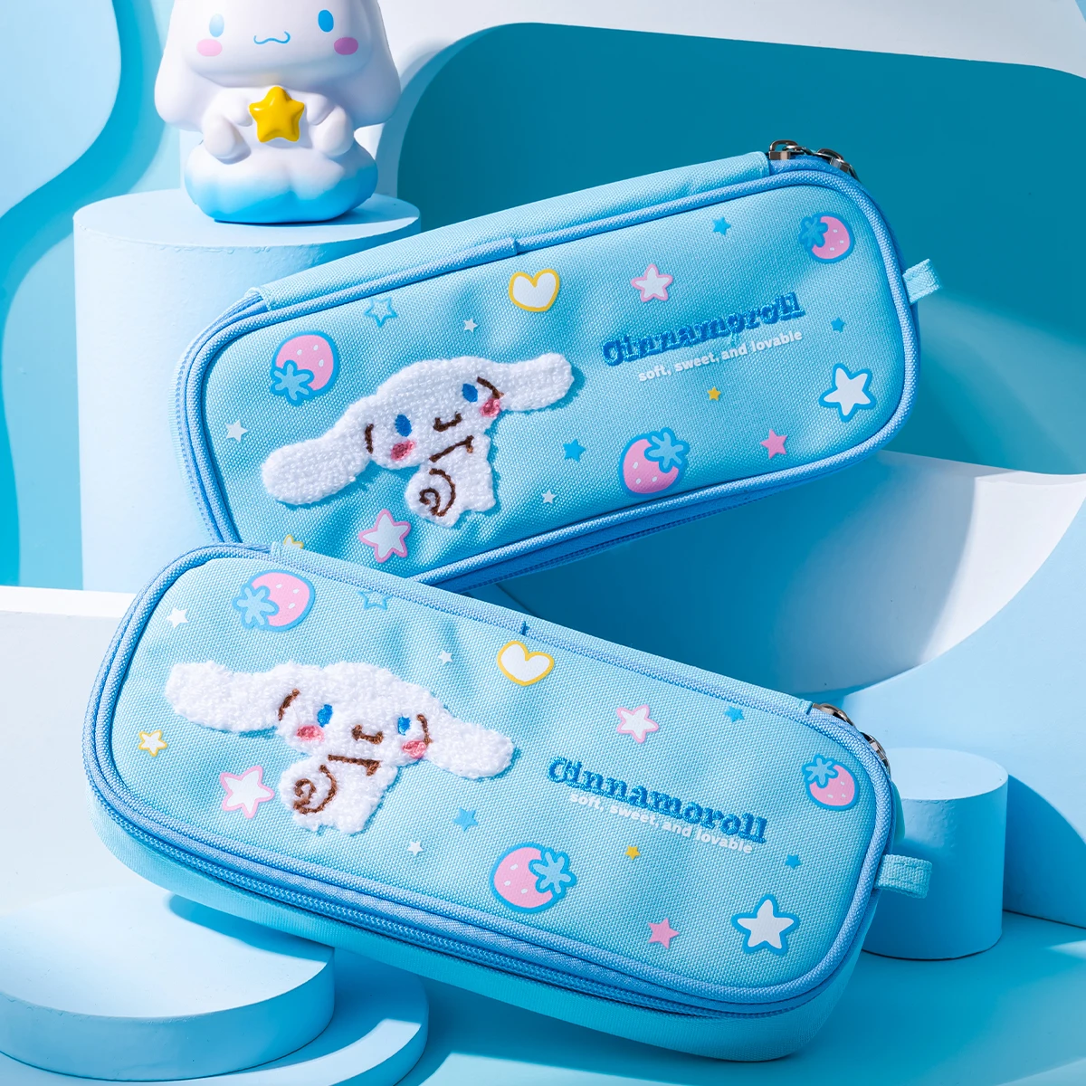 Imagem -05 - Sanrio Kawaii Estudante Estacionária Caixa de Lápis Grande Capacidade Lápis Bordado Case Kuromi Pen Bolsas de Armazenamento Material Escolar