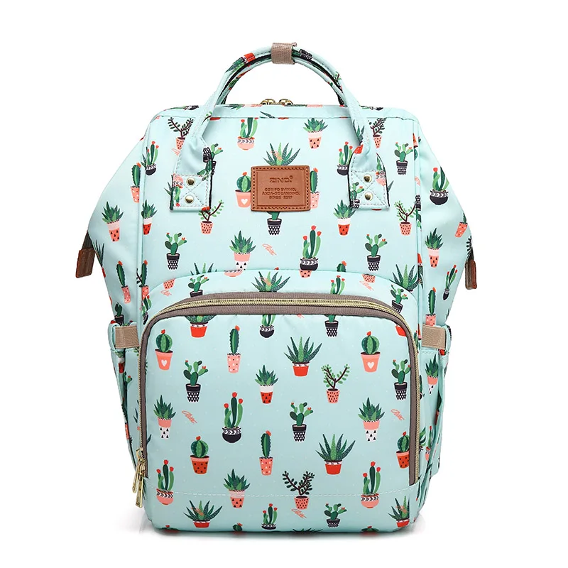 Imagem -02 - Cactus Impressão Múmia Mochila Pendurado Trole Fralda Cuidados com o Bebê Mochilas Bolsa Maternidade Mãe Fralda Bagpack