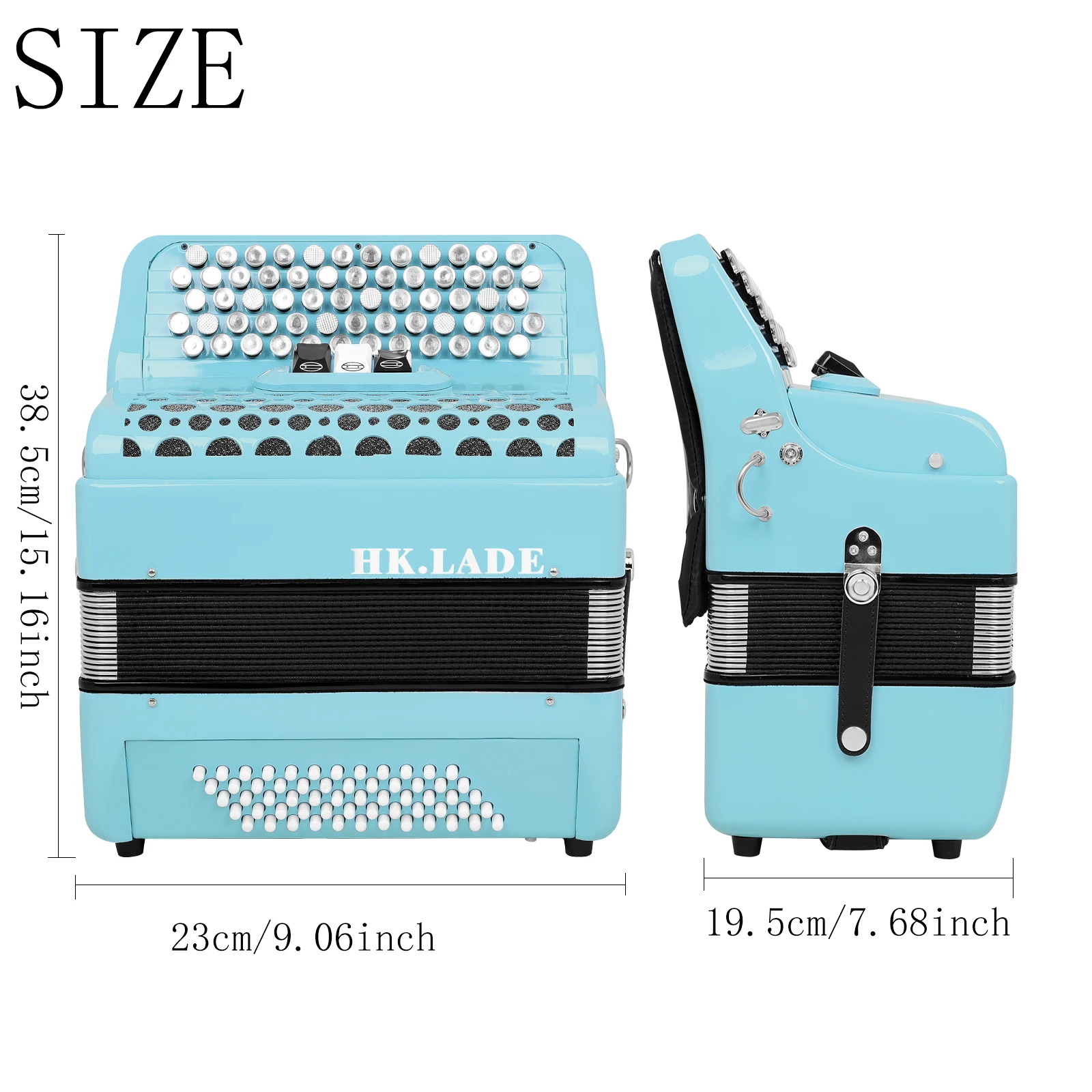HK·LADE AH-300 62-Key 60-Bass Accordion Professional Bayan Button Accordion - Sheepskin Bellows, Anti-Slip Buttons