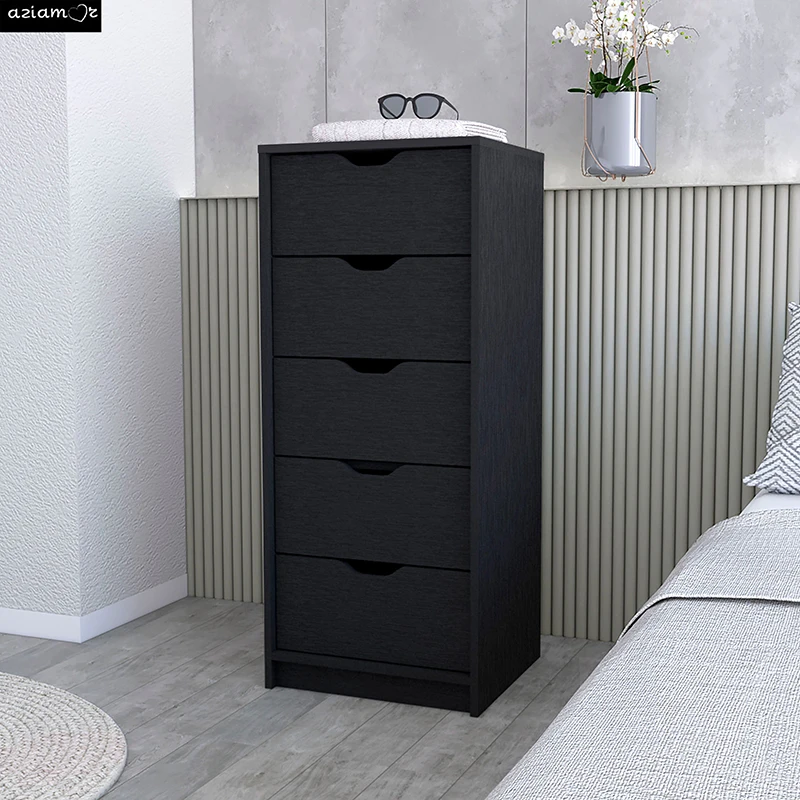 Logan Black 5 Narrow Drawer Dresser