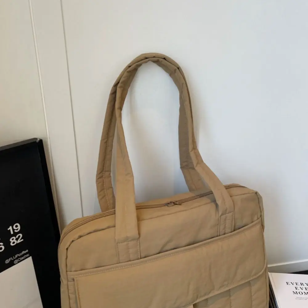 Simple Solid Laptop Shoulder Bag Shockproof Waterproof Business Briefcase Bag Large Capacity Handbag Nylon Tote Bag Daily