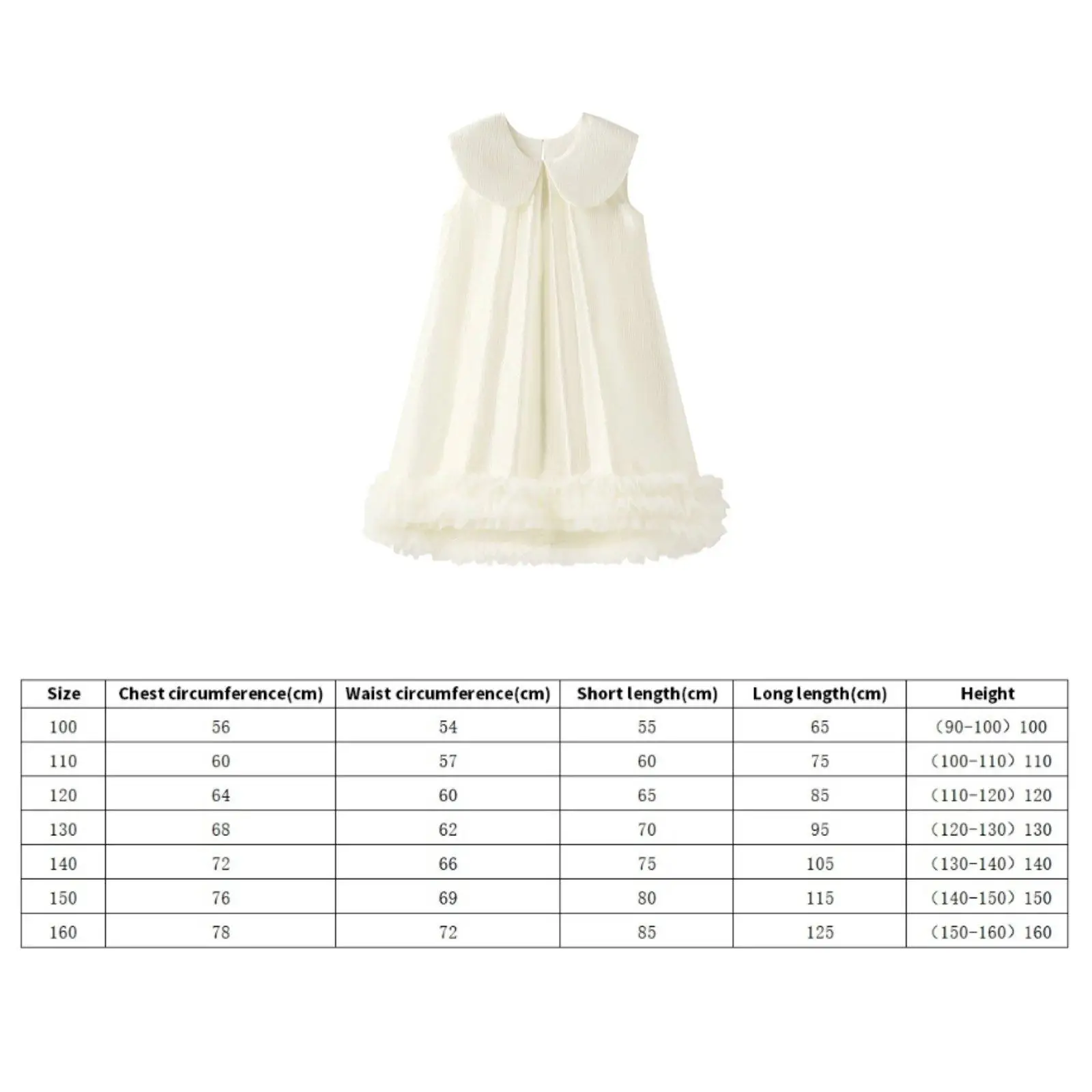Sleeveless Peter Pan Collar Dress Breathable Girl Frock for Children