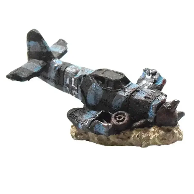 Aquarium Accessoires Small Aircraft in  Ship Wreck  Decor Landscape Decoration Boat Fish Tank Ornament Background Aquascaping