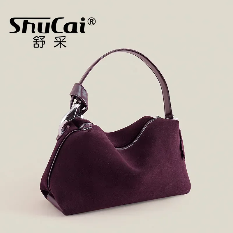 Ladies Matte Suede Leather Pillow Tote High Quality Women's Handbag Winter Autumn Female Shoulder Crossbody Bag