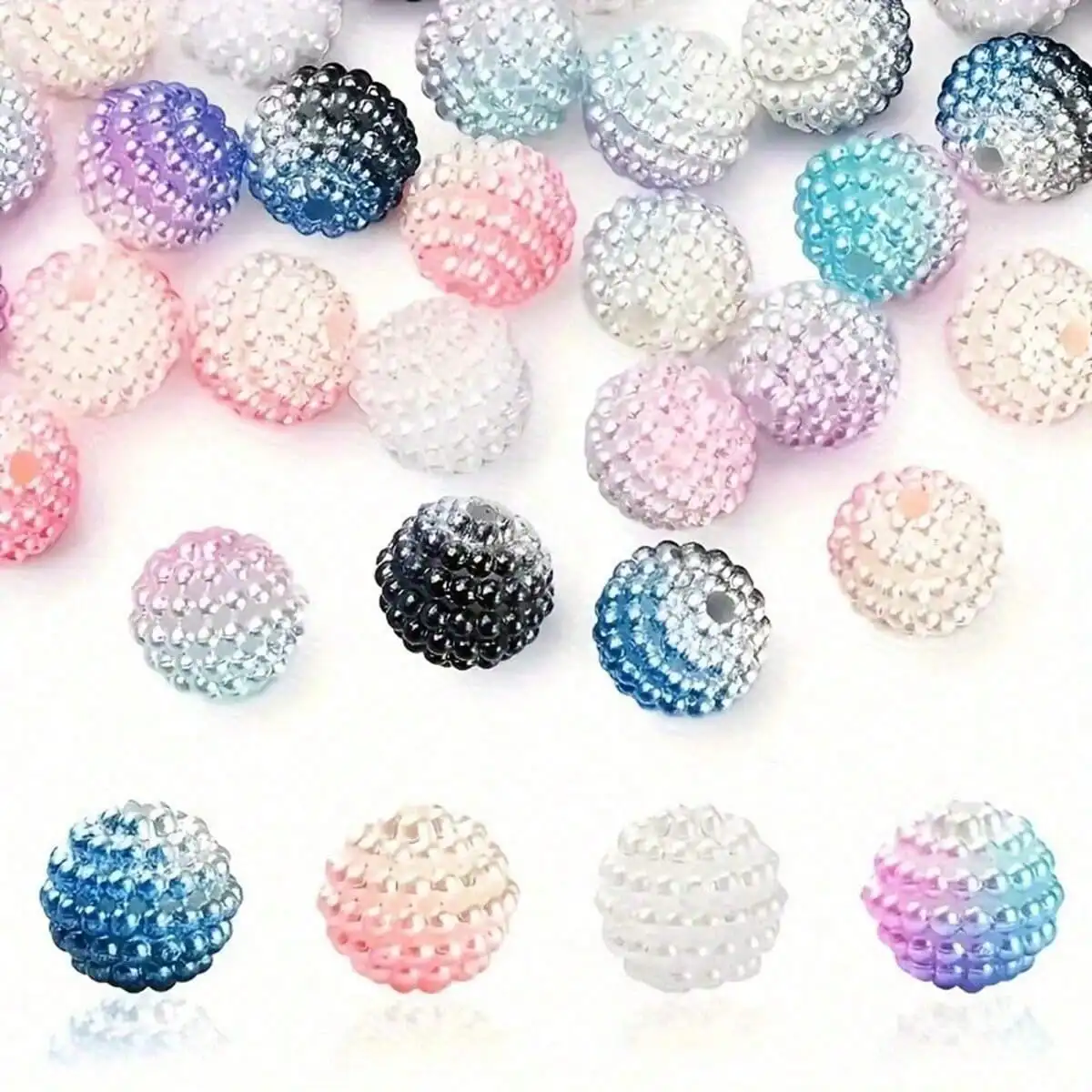 200/100pcs 10mm Gradient Bayberry Beads - Acrylic Loose Beads for DIY Wedding Decor, Handmade Flower Arrangements