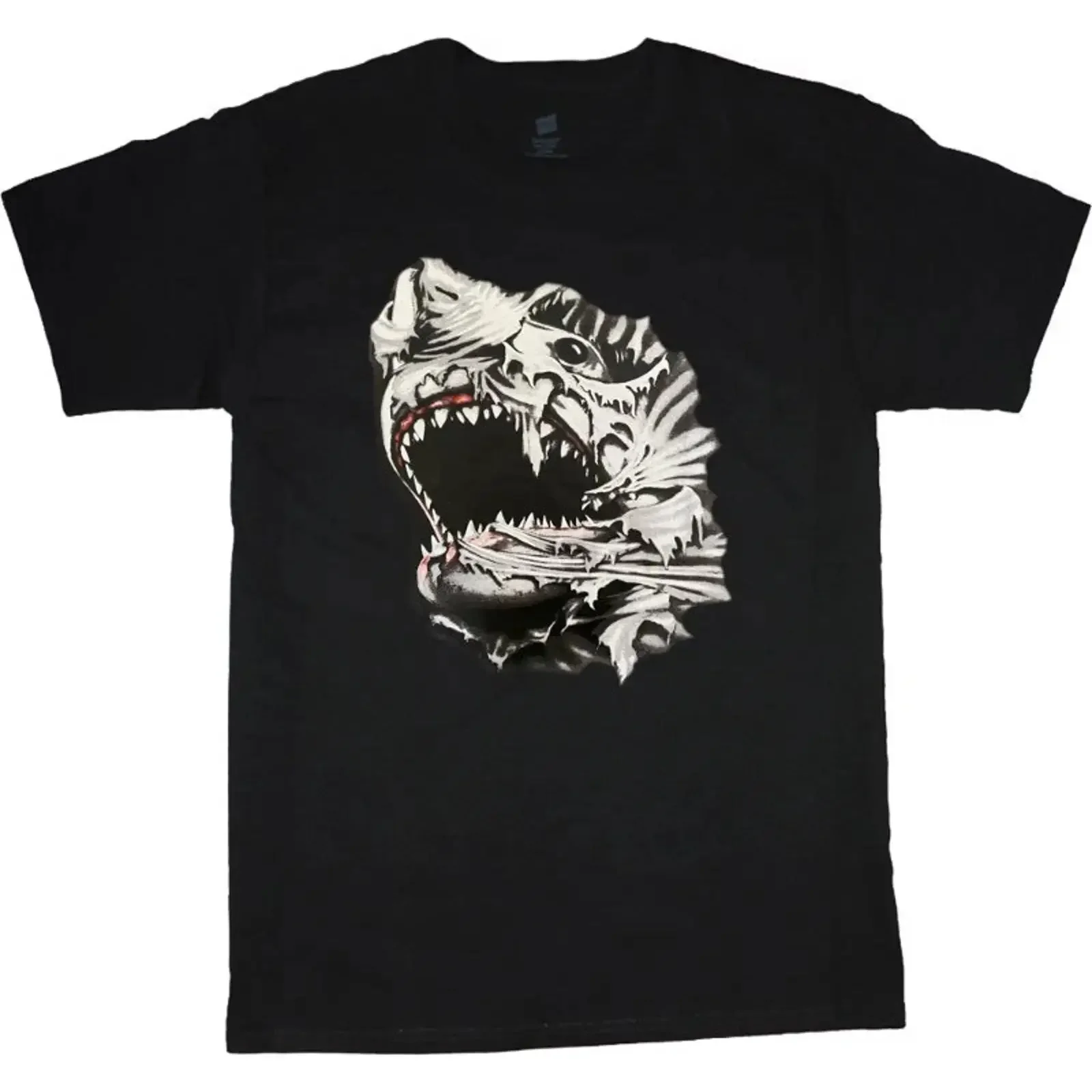 Shark T Shirt Scary Monster Horror Angry Creepy Attack Great White Men vintage Washed Breathable Stretched Slightly Versatile