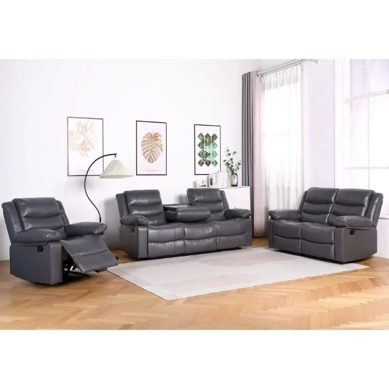 PU leather sofa metal frame couch 3+2+1 sectional sofa