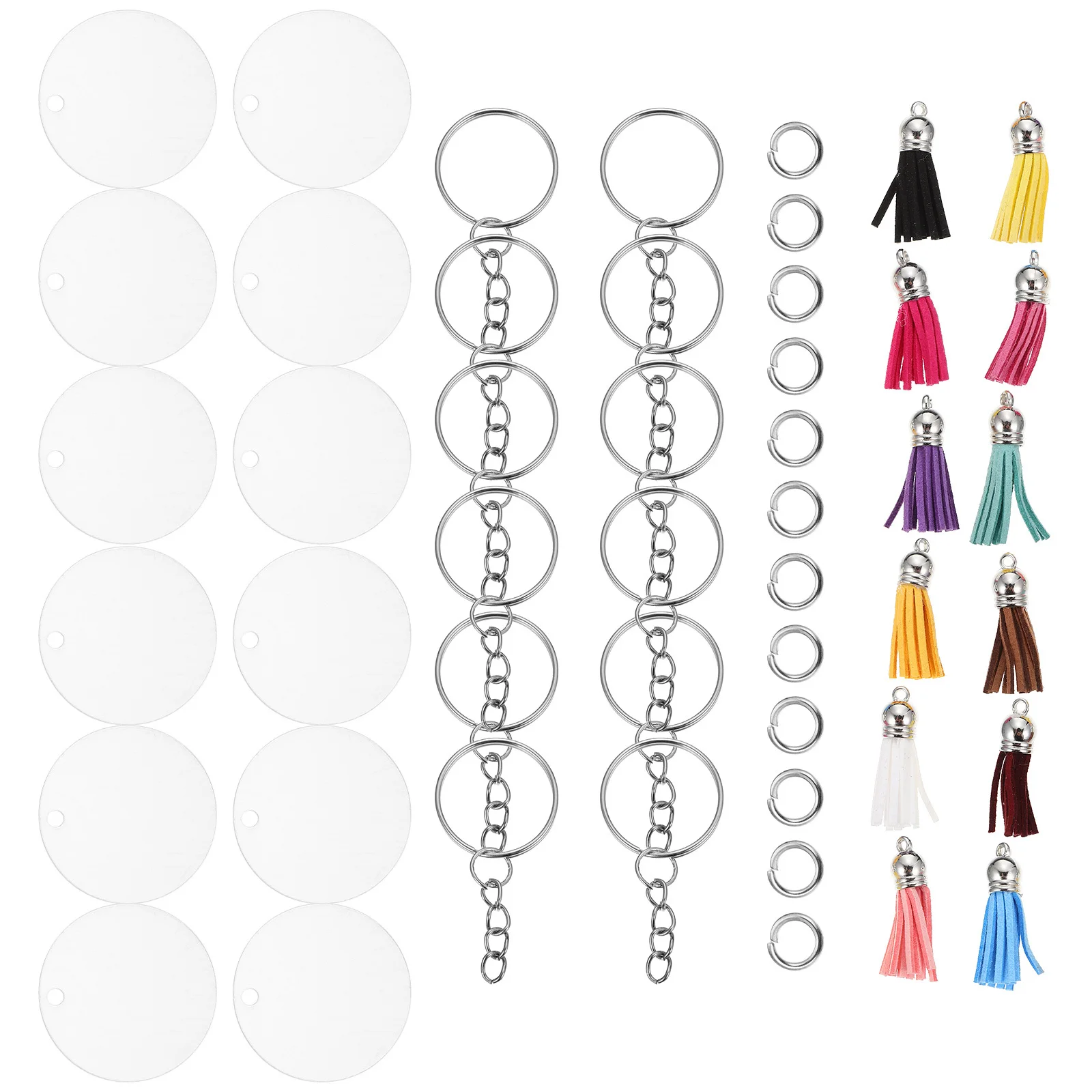 

12Sets Decorative Tassel Keychain DIY Kit Colorful Hanging Pendants for Crafts Earrings Key Rings DIY Making Supplies