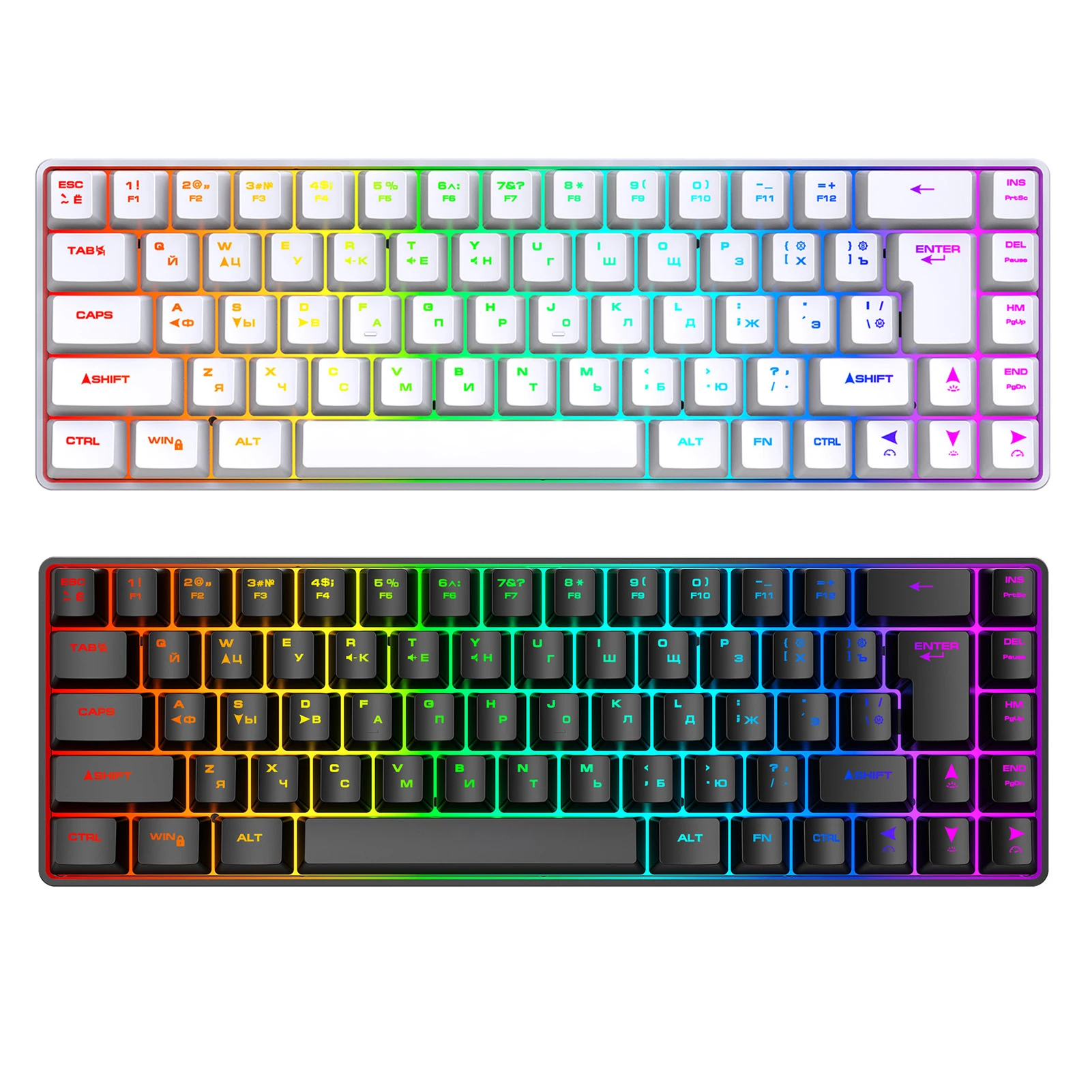 

Механическая игровая клавиатура, русский, английский, двухязычная клавиатура, 68-клавишная игровая механическая клавиатура с RGB-подсветкой для игр