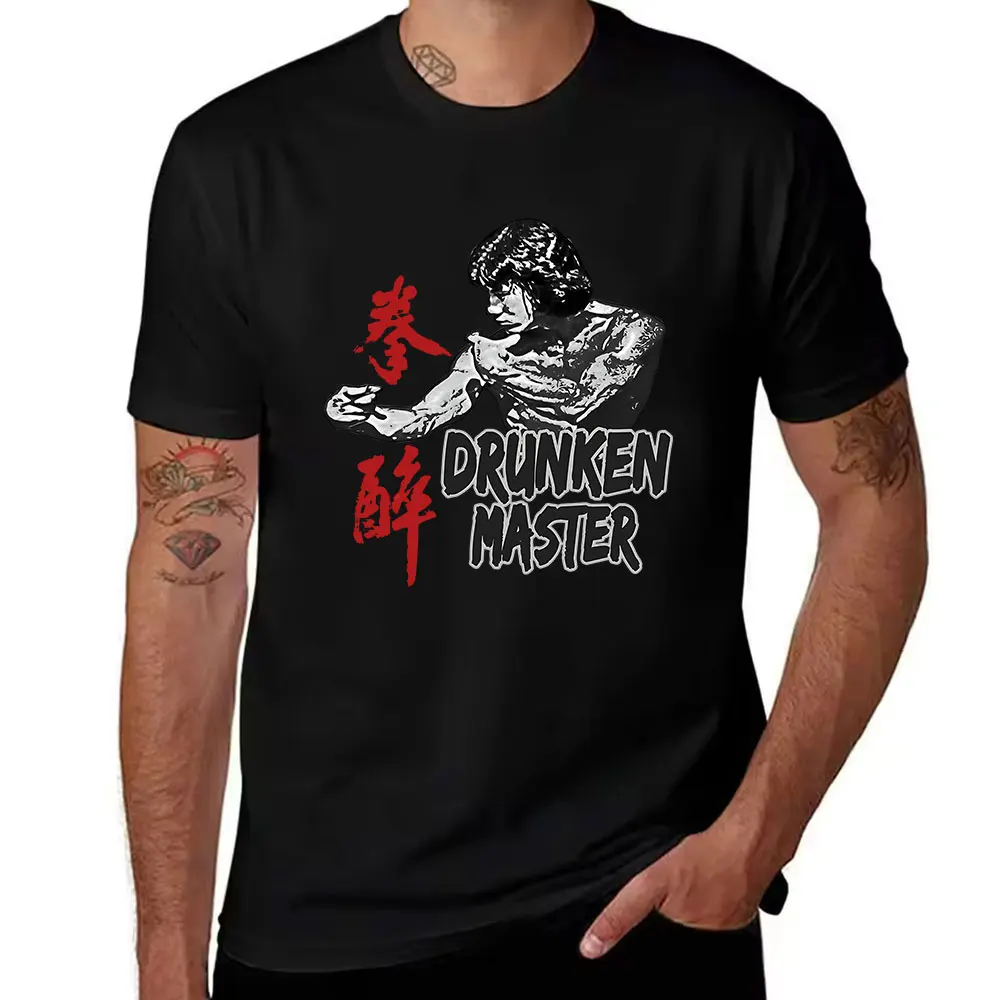 Men's Cotton T-Shirt Drunken Master Jackie Chan Inspired Kung Fu Graphic Tee Vintage Martial Arts Casual Top