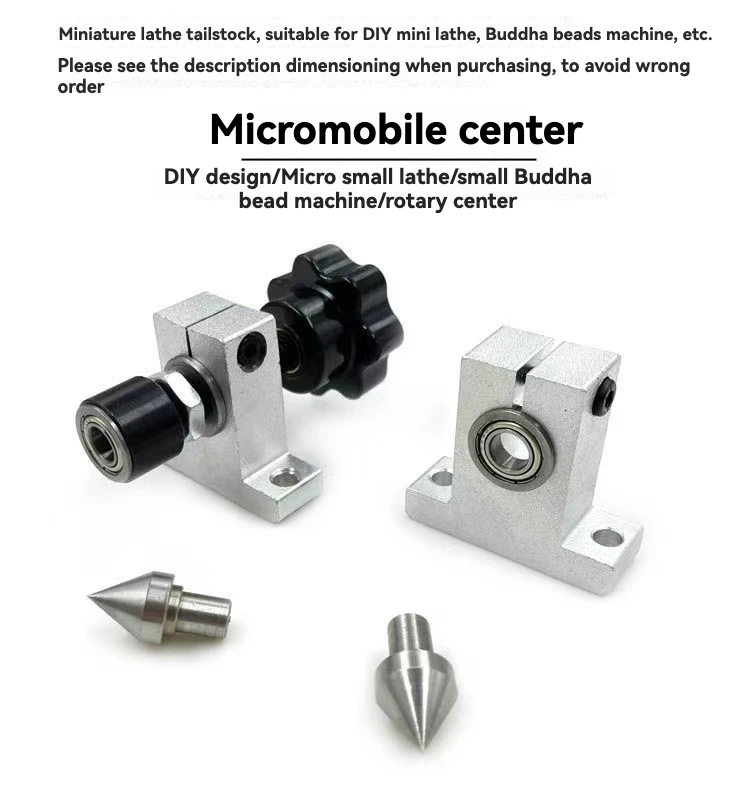 Mini Bead Lathe Rotary Thimble Retractable Tailstock for  Fixing Wood Woodworking Mini-Lathe, Movable Telescopic Rotary Thimble