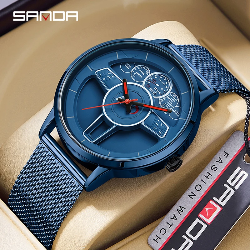 

Sanda 1139 Leisure Fashion Trend Quartz Men's Watch Steel/Mesh Strap Business Simple Waterproof Watch