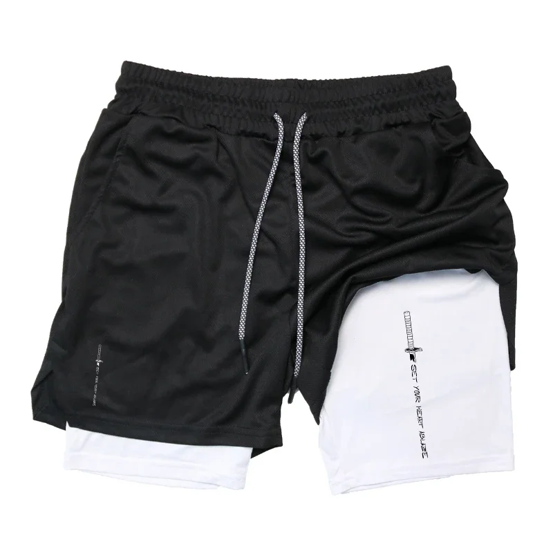 

Men's running shorts 2-in-1 double-layer sports shorts sportswear gym fitness shorts training jogging pants men's wear