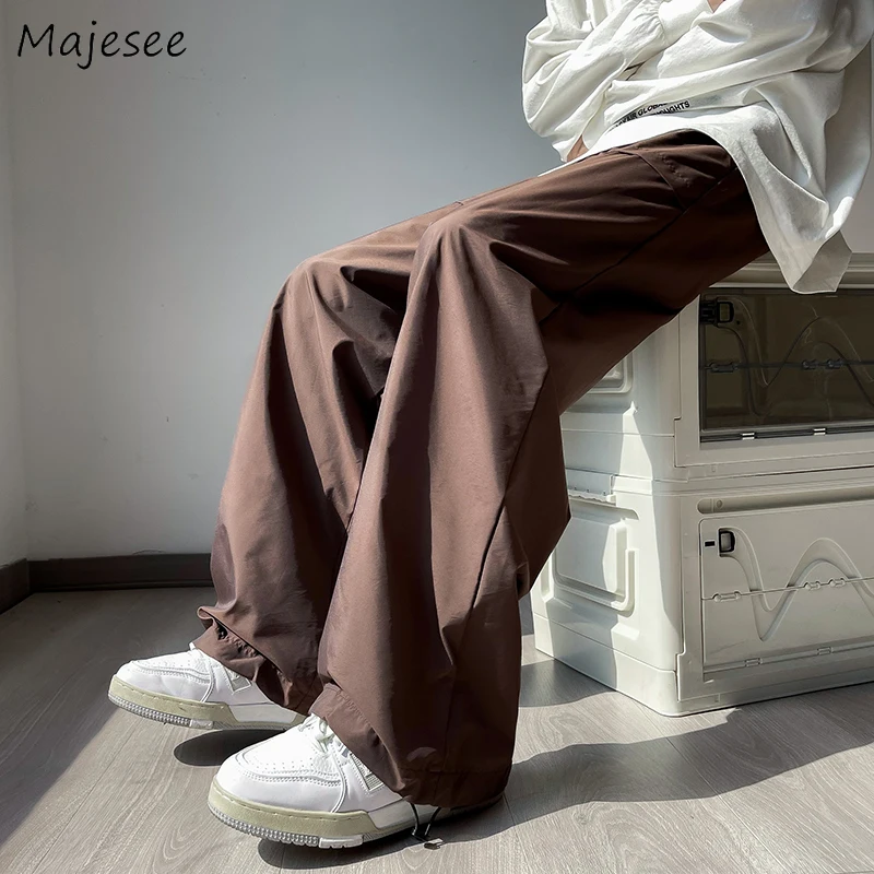 

Men Casual Pants Autumn Retro American Tooling Wide-leg Trousers Baggy S-3XL Harajuku Handsome Streetwear Drawstring Pantalones