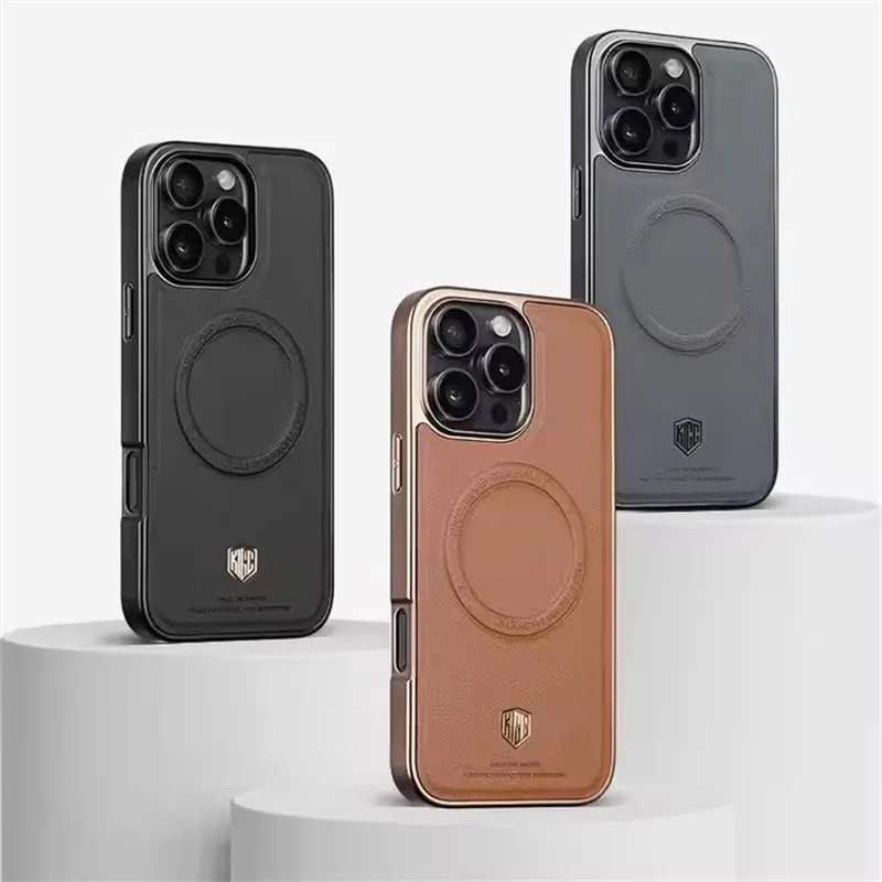 

Luxury Magnetic Leather Case for Magsafe IPhone 16 15 Pro Max 16Pro 15Pro 16ProMax IPhone16 I Phone Mac safe Shockproof Cover