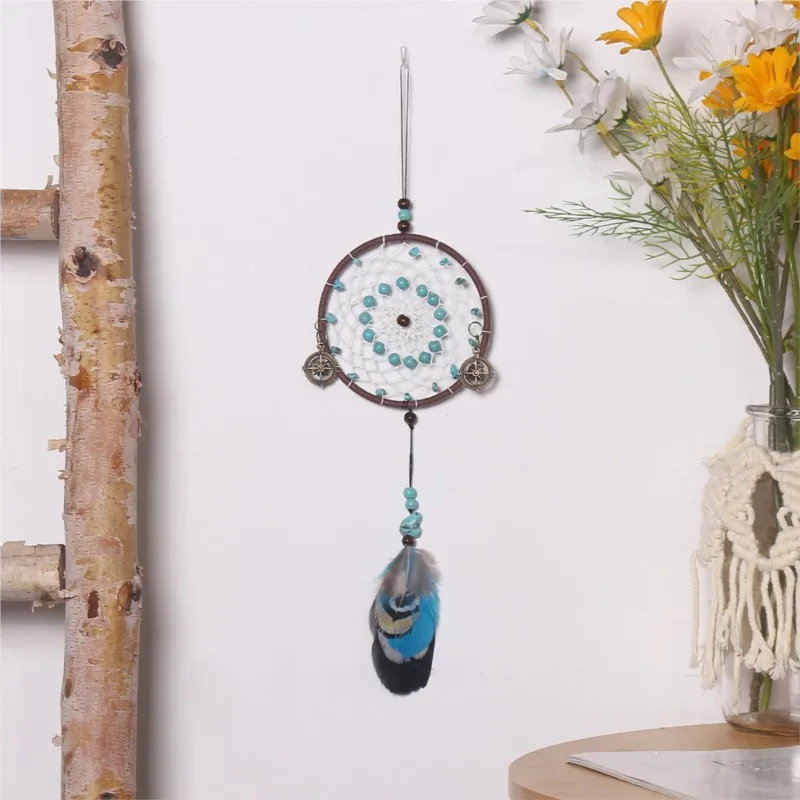 Dreamcatcher pendant Ornament Pendant Home Decor INS simple wind blue bird  ream Catcher Car Wall Hanging Craft Dreamcatcher