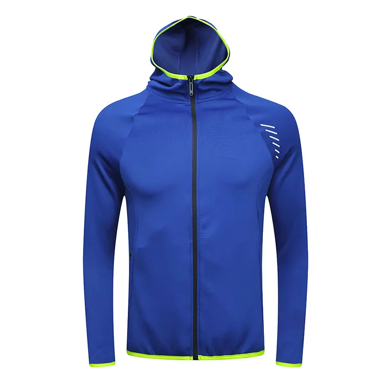 Karentea Running Jacket Reflective Hooded Man Sports Coat Sportswear Jogging Outdoor Gym Fitness Clothing Tracksuit Top Zipper