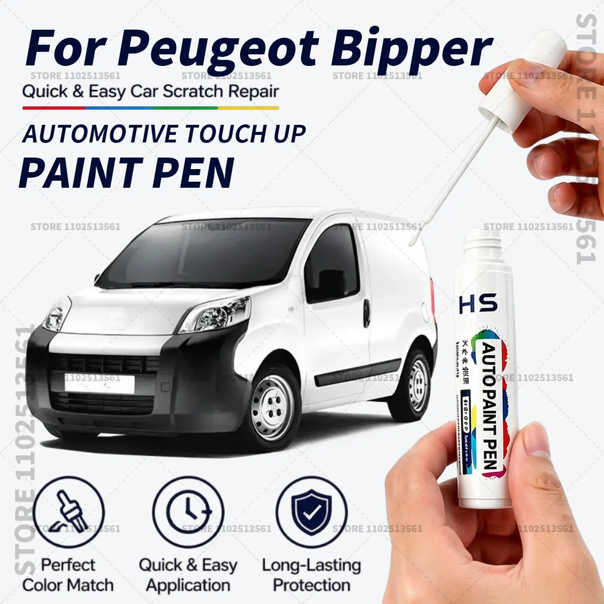 For Peugeot Bipper Touch Up Paint Pen Quick Repair Car Scratch Chip Paint Brush Bianca White Sicilia Red Volcano Red Grey Orange