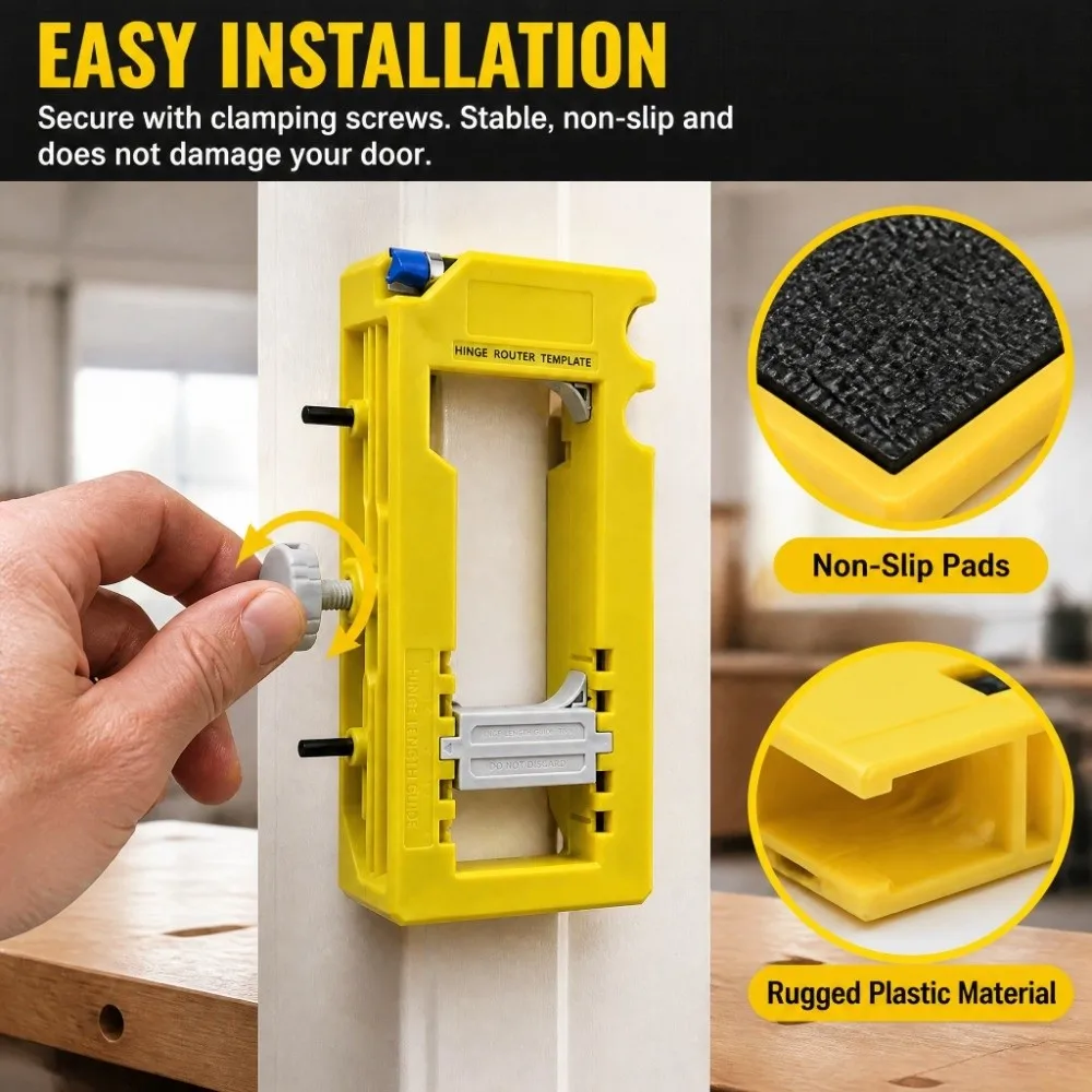 Practical Plastic Door Hinge Jig Square Portable Door Hinge Router Template Adjustable Door Hinge Mortiser Home Improvement