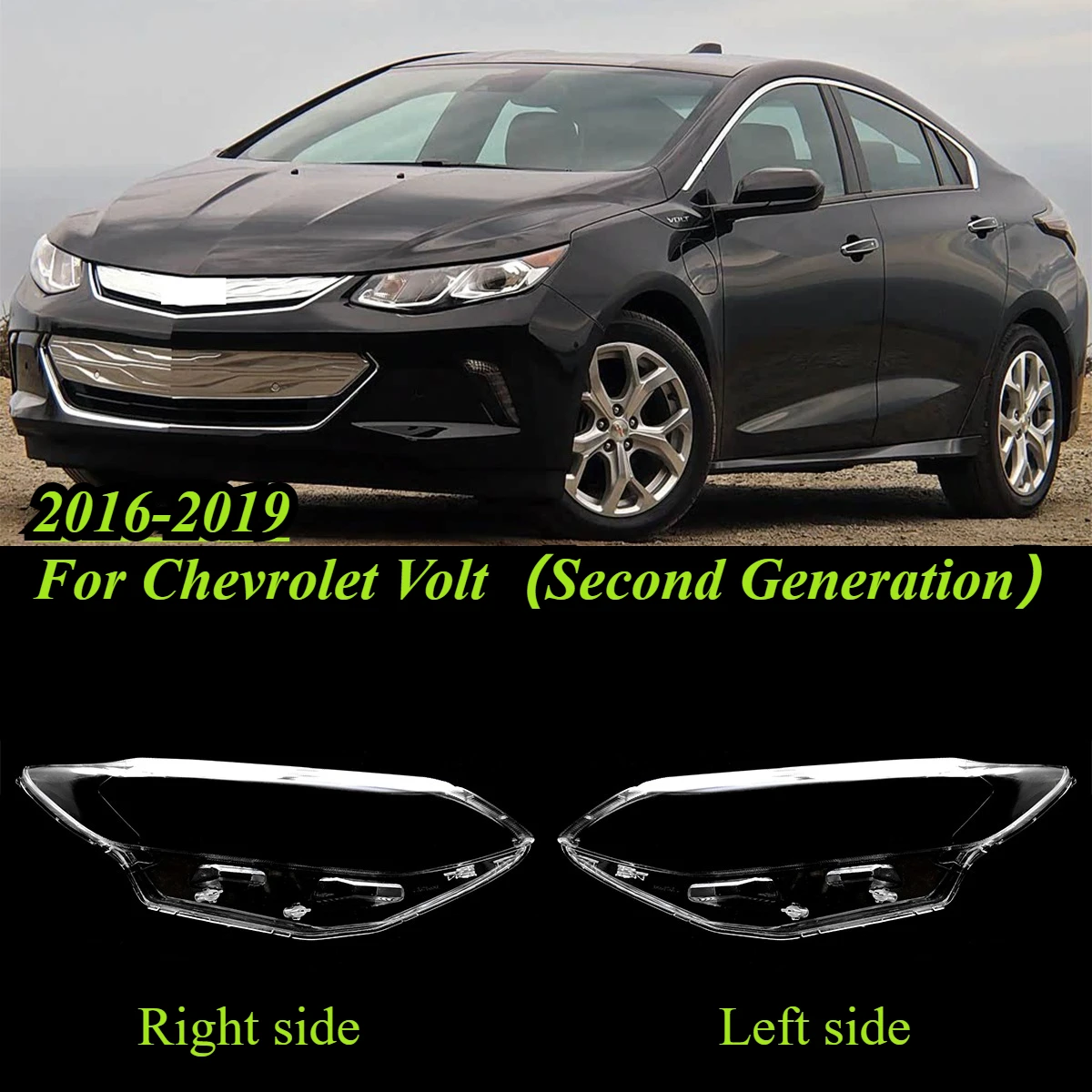 Clear Headlight Lens Cover For Chevrolet Volt（Second Generation）2016‑2019 PC Headlamp Shell Lampshade Replacement Auto Parts