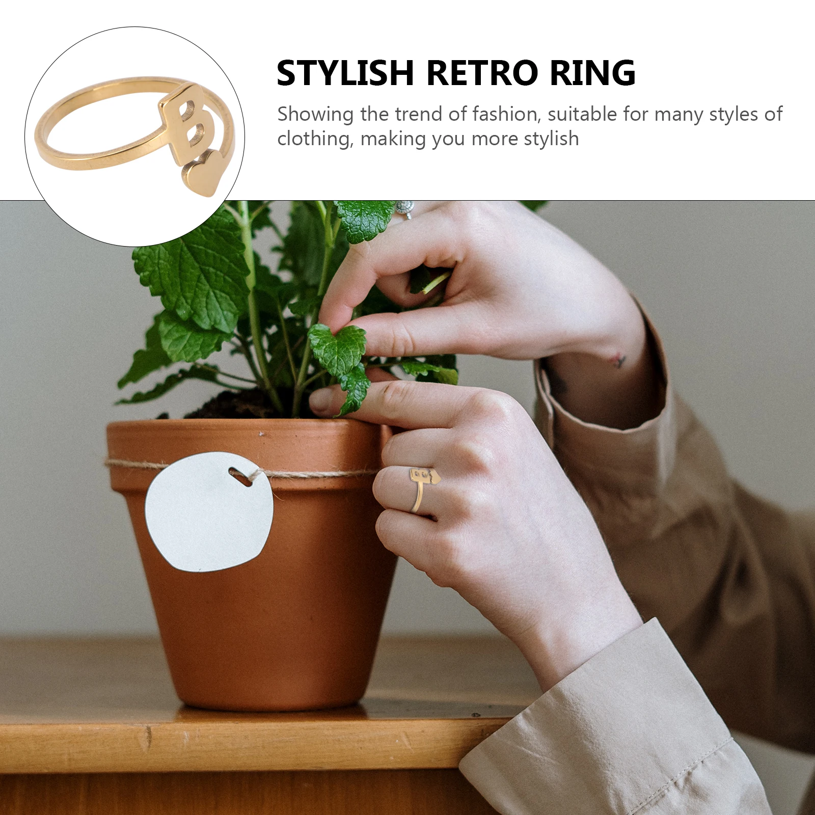 Rings English Initials Loving Golden Stainless Steel Simple Finger Miss