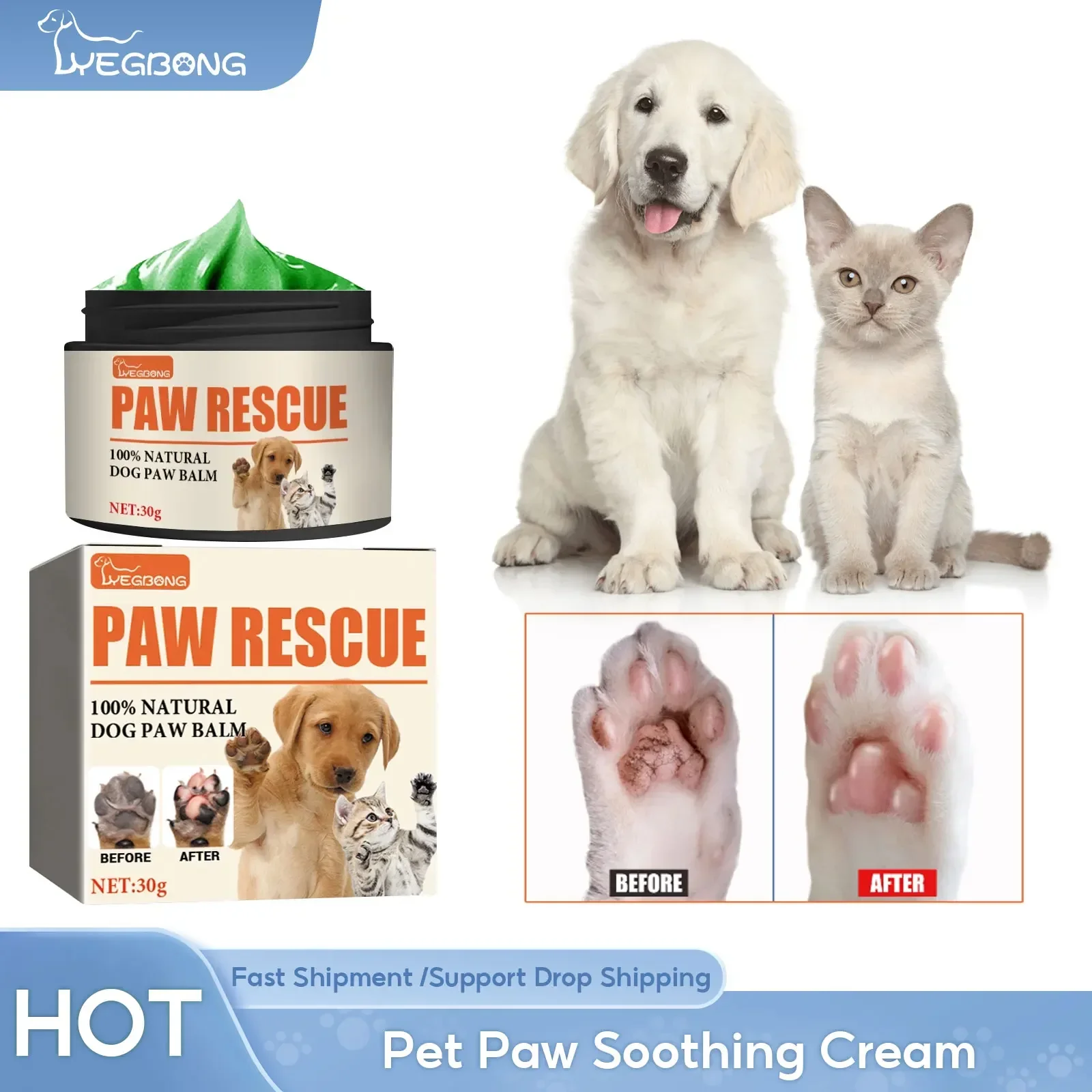 Dog Paw Cream Puppy Foot Moisturizer Soften Paw Dry Cracked Repair Foot Protection Wax Nose Butter Soother Pet Paw Care Cream